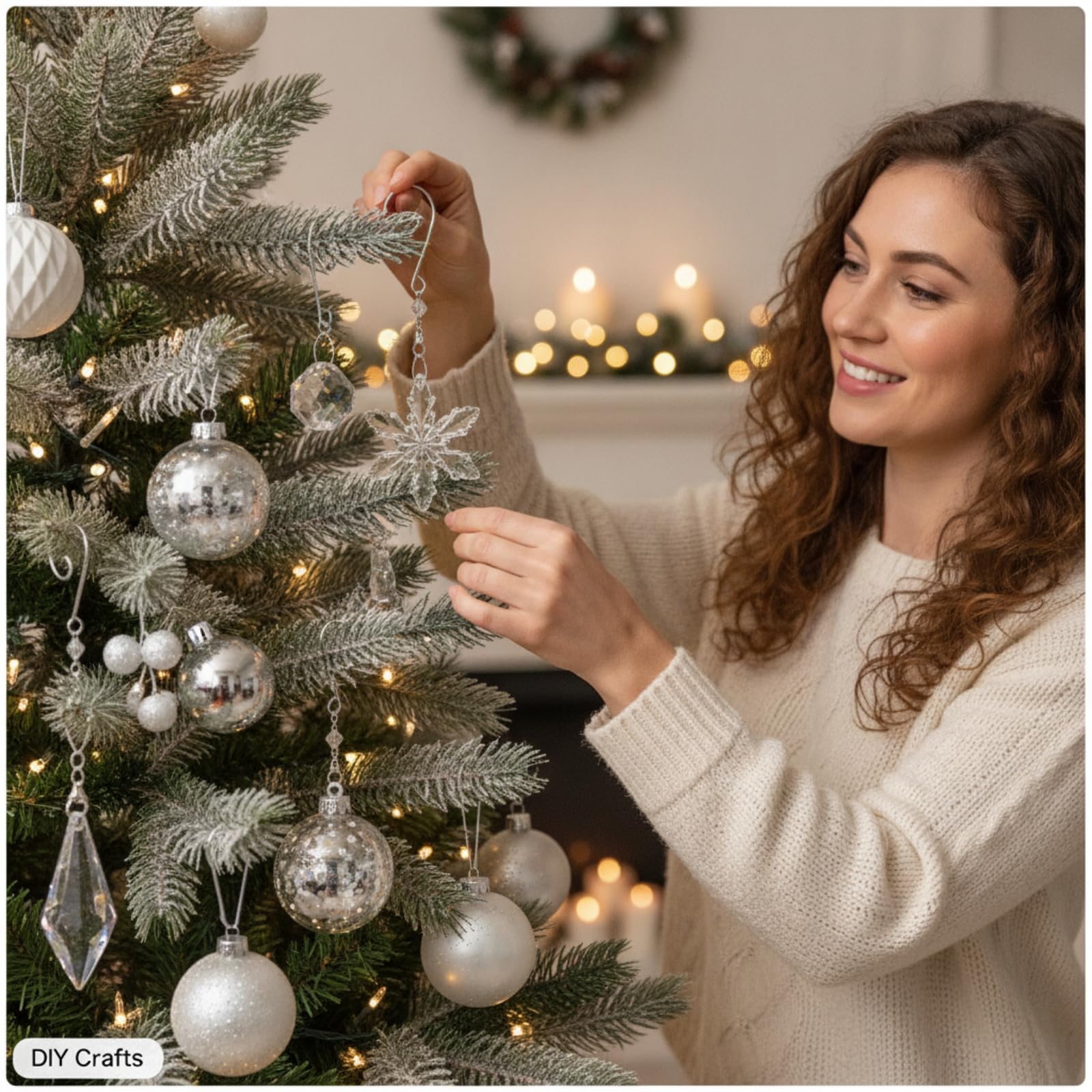 Bucherry 200 ganchos para adornos de árbol, ganchos decorativos de alambre acrílico transparente en forma de S con garras de langosta para colgar, alambre de metal, remolino de cristal para