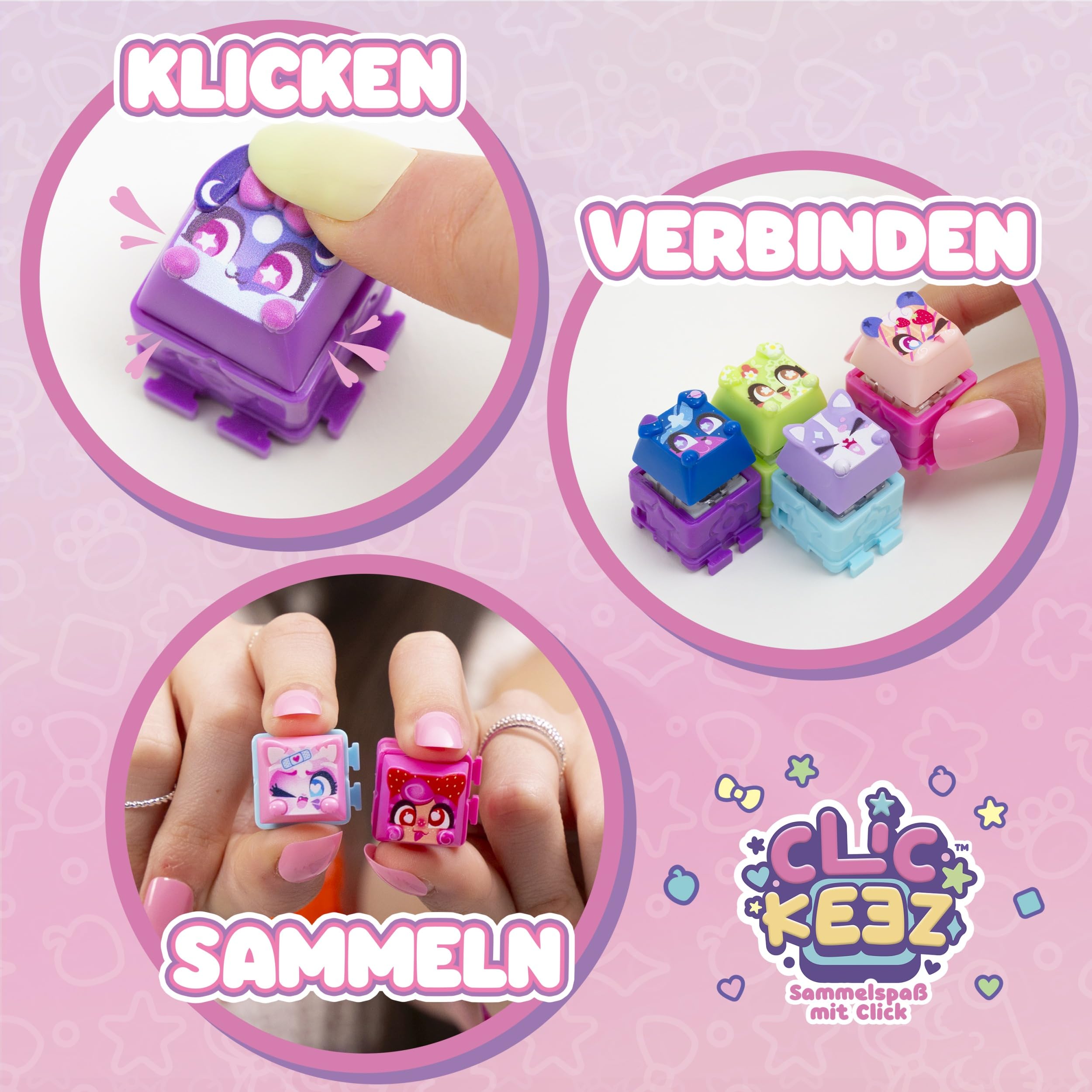 Goliath – CLICKEEZ Keyboard Mega Pack (Series 1) | 1 Tastatur - 15 Tasten Kawaii Clipable Keycaps and 1 Schlüsselanhänger - 70 Charaktere zum Sammeln - Geschenkidee Ab 6 Jahre