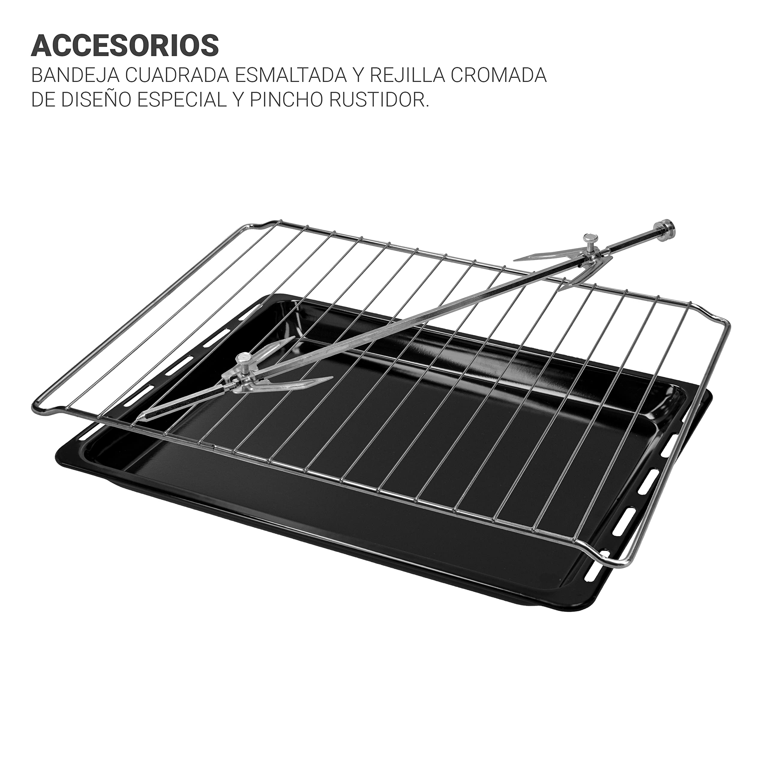 TM Electron TMPHO045 Horno de Convección de Sobremesa, 6 funciones, capacidad de 45 litros, temporizador 90 minutos, temperatura ajustable de 80º hasta 250º, 1400W