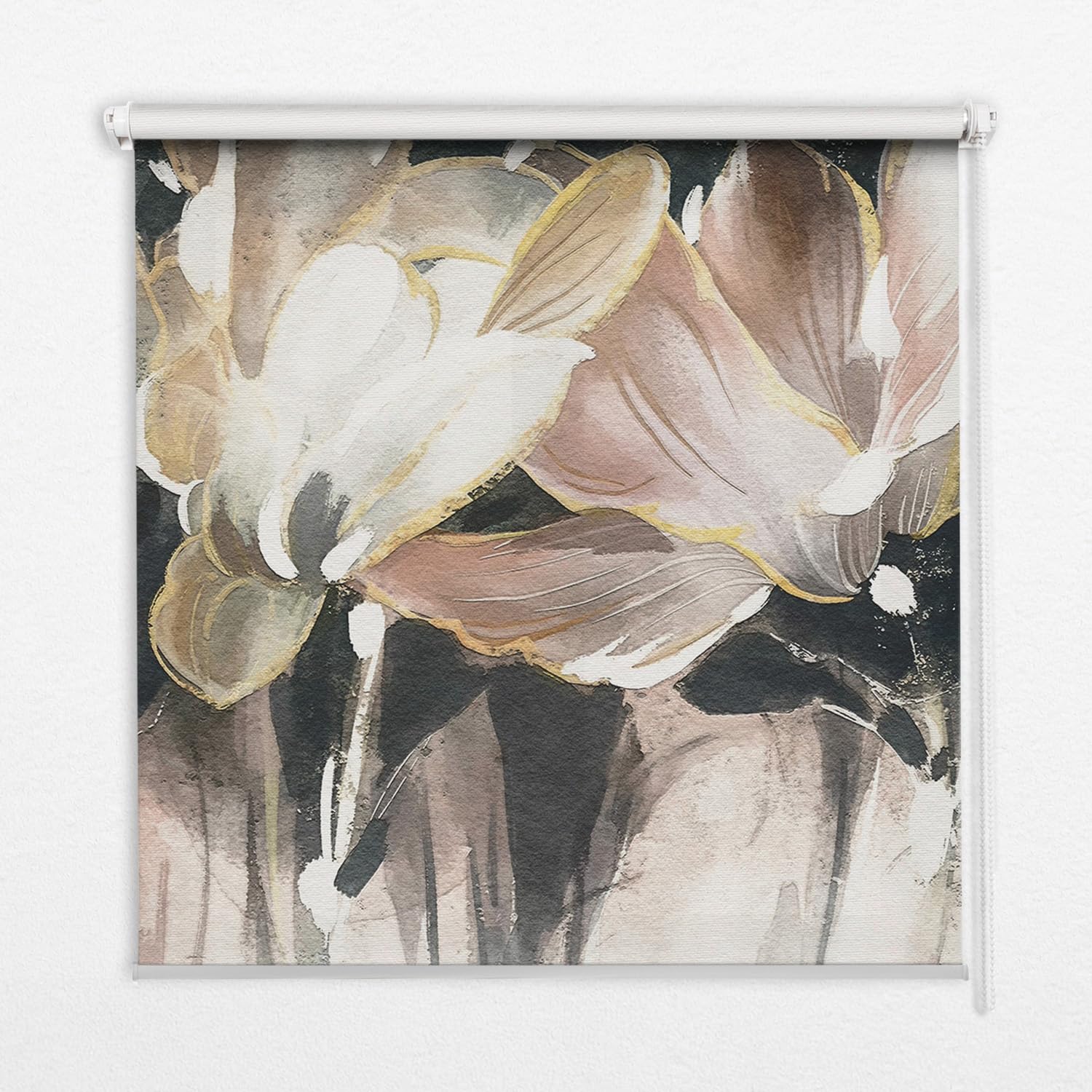 Store enrouleur banne perméable fleurs peintes 140x240cm sans perçage