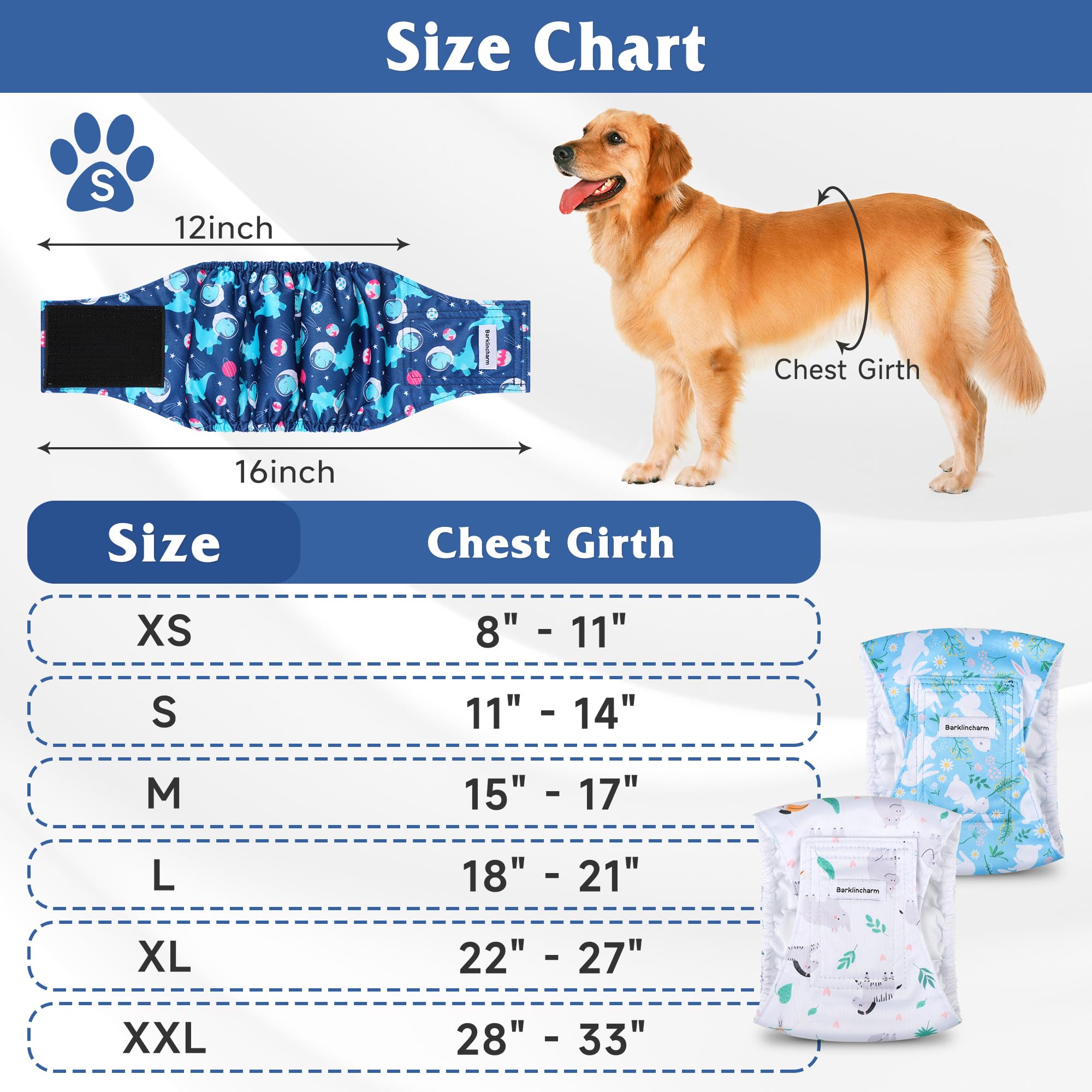 Hundewindeln für Männer, hochabsorbierende Hundewindeln, Bauchbänder für männliche Hunde mit Inkontinenz oder häufigem Wasserlassen, waschbare Hundewindeln, Tiermotiv, XS, 5 Stück