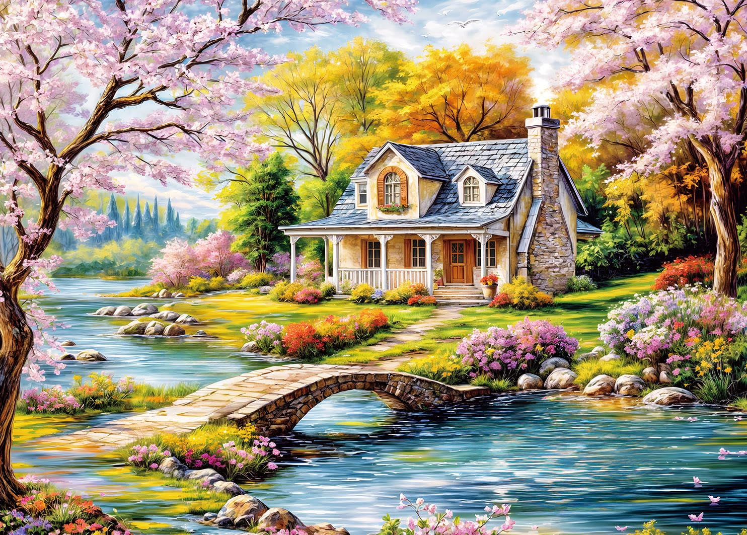 Puzzle 1000 Teile für Erwachsene, klassisches Lernspiel-Schönes Dorf-Wunderschönes Dekoration Puzzle Geschenke