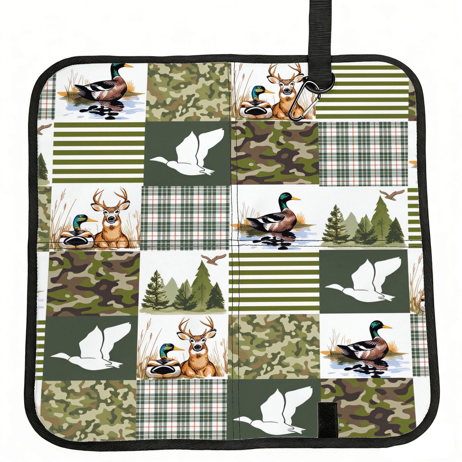 SDEGTHO Wild Duck, Deer Print Padded Seat Pad Folding Cushion Waterproof Bench Mat Portable Outdoor Rest Mat 15.8"