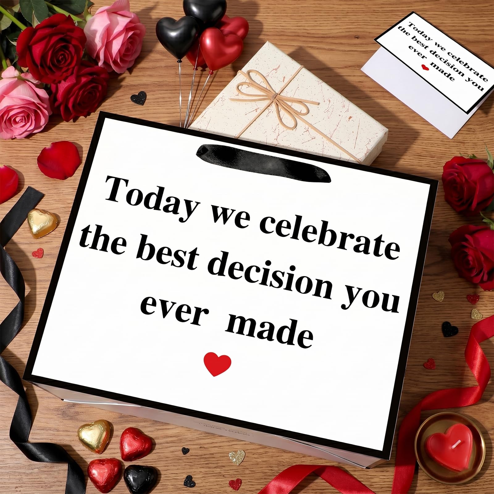 Woosytoo Anniversary Best Decision Gift Bags with Wrapping Paper and Card Wedding Anniversary Engagement Bridal Shower Decoration Supplies for Men Women Husband Wife Boyfriend Girlfriend