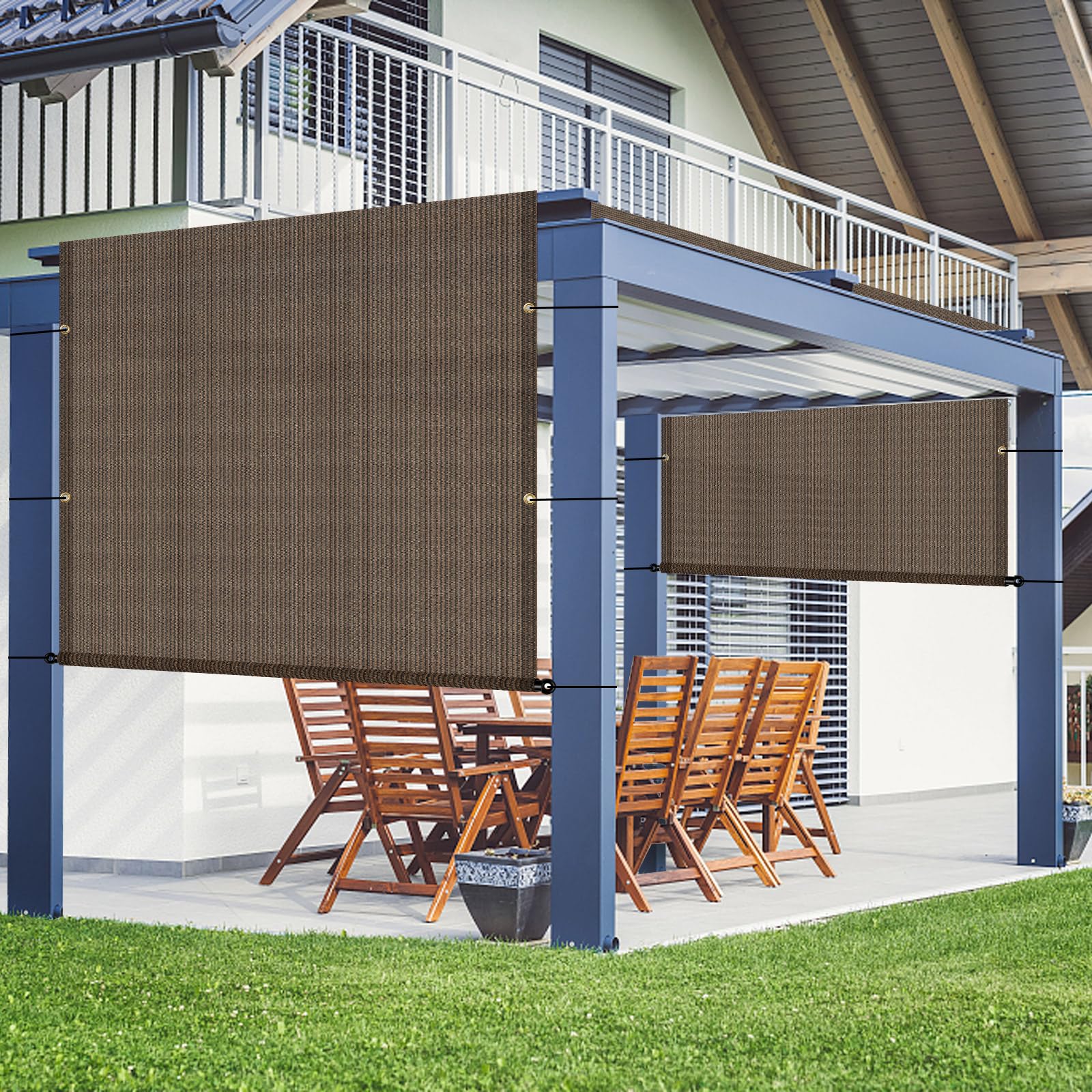 AwnPro 9'x16' Pergola Shade Cover UV Blockage Outdoor Shade Cloth with Spaced Grommets & Weighted Rods Universal Replacement Canopy Cover for Patio