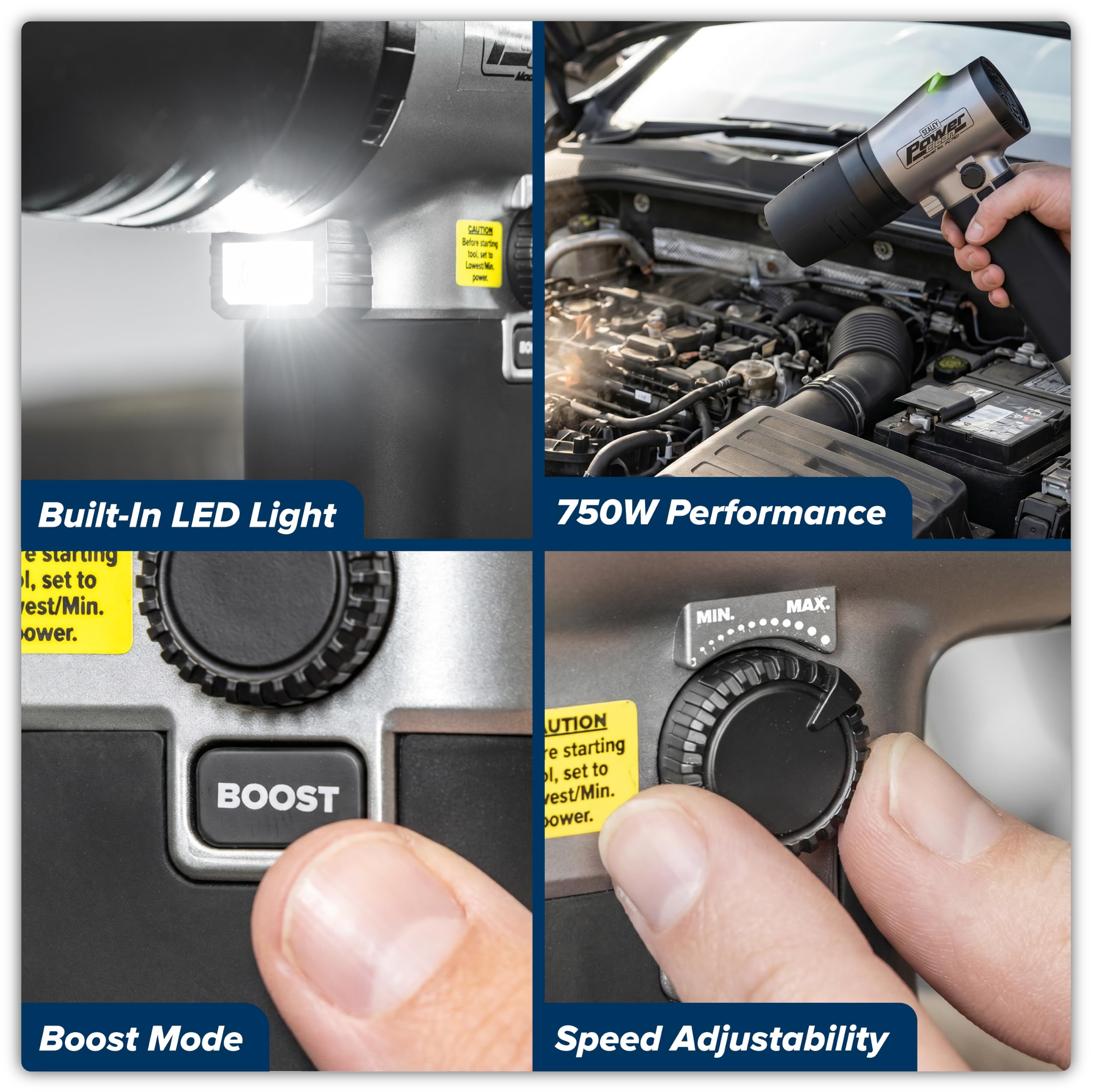 Sealey Powerclean PC750 Souffleur d'air Rechargeable 750 W 50 000 TR/Min pour Voiture