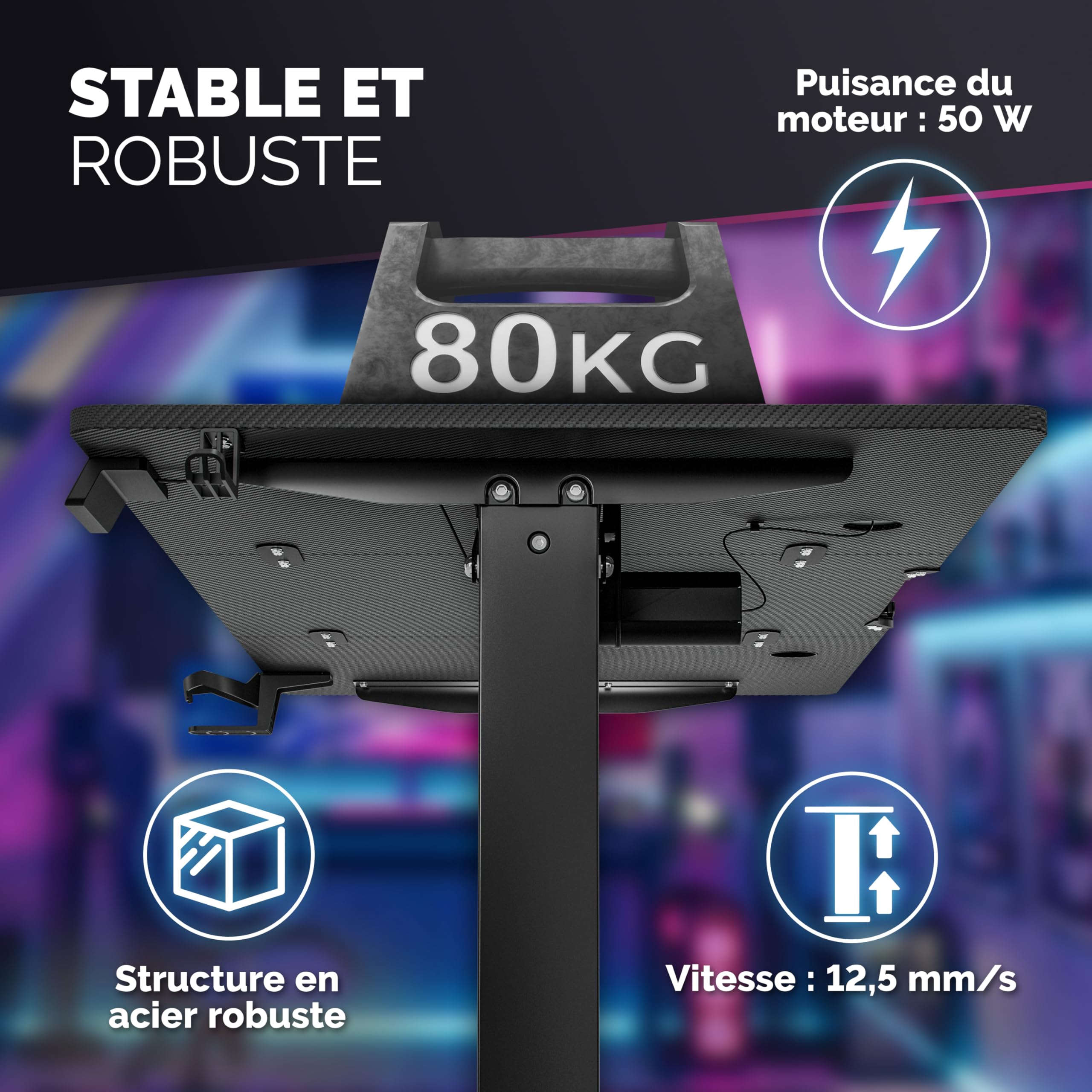 Casaria® Bureau Assis Debout 160 x 70 cm Bureau Gaming Aspect Carbone Standing Desk Hauteur Réglable 72 117 Cm Chargeur sans Fil Ports USB C USB A Structure Acier 80 Kg