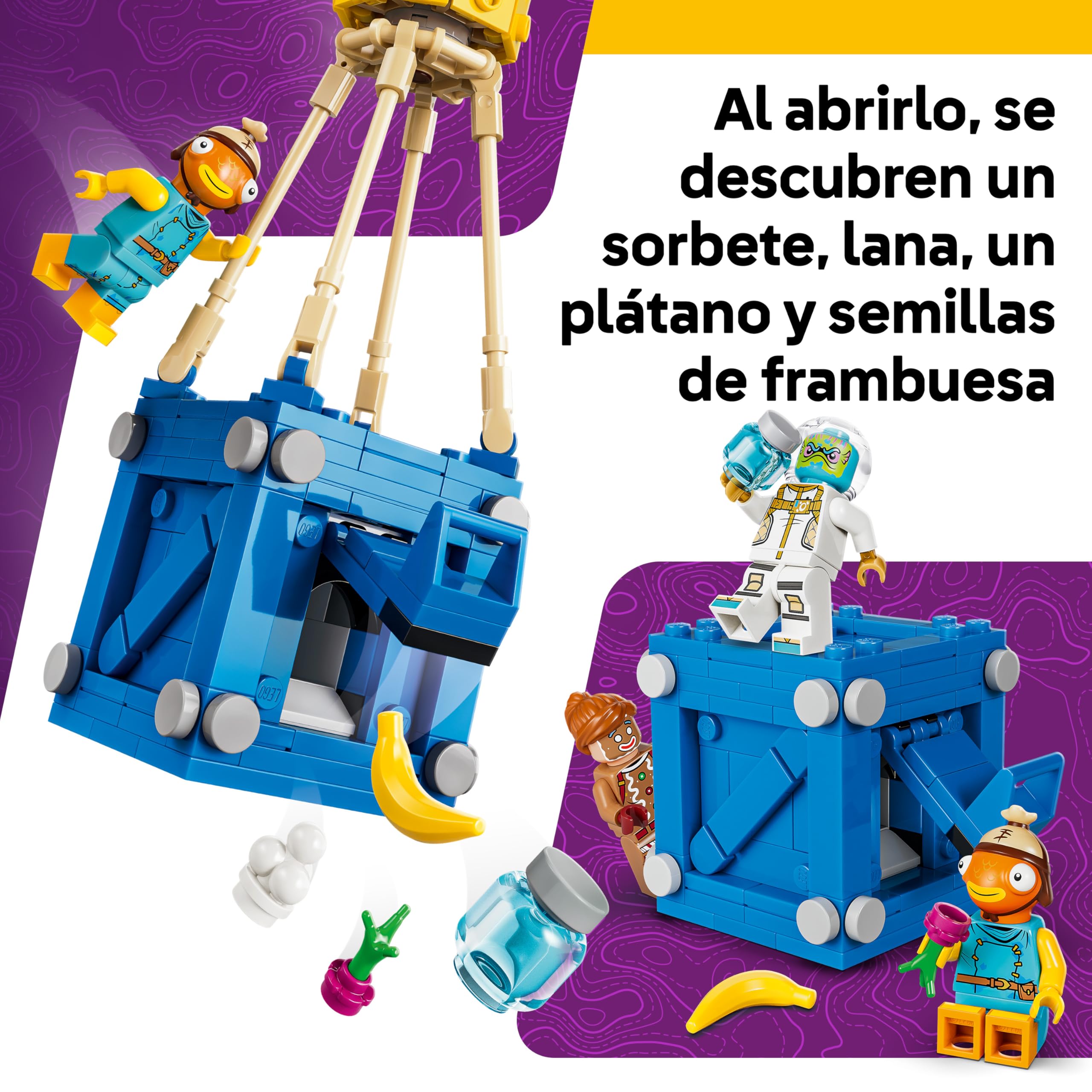 LEGO Fortnite Entrega de Suministros de Juguete – Minifiguras de Palito de Pescado, Leviatán y Artillera de Jengibre con Accesorios – Decoración Gamer – Regalo para Niños y NIñas de 10+ Años – 77080