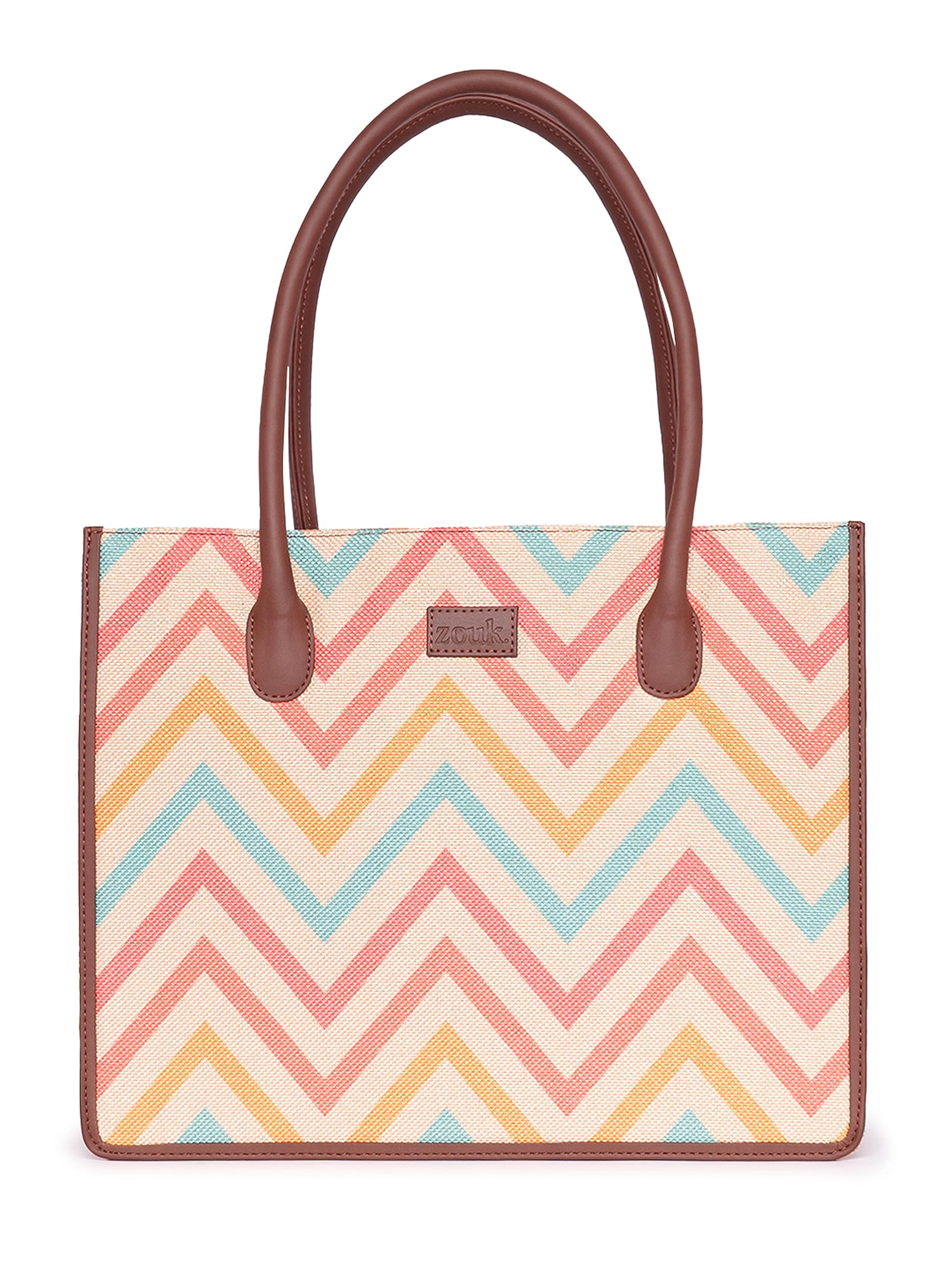 zouk Printed Jute Handcrafted Grey Women's Stylish Tote Bags | Tote Handbag| Shoulder bag with double handle-picture-5