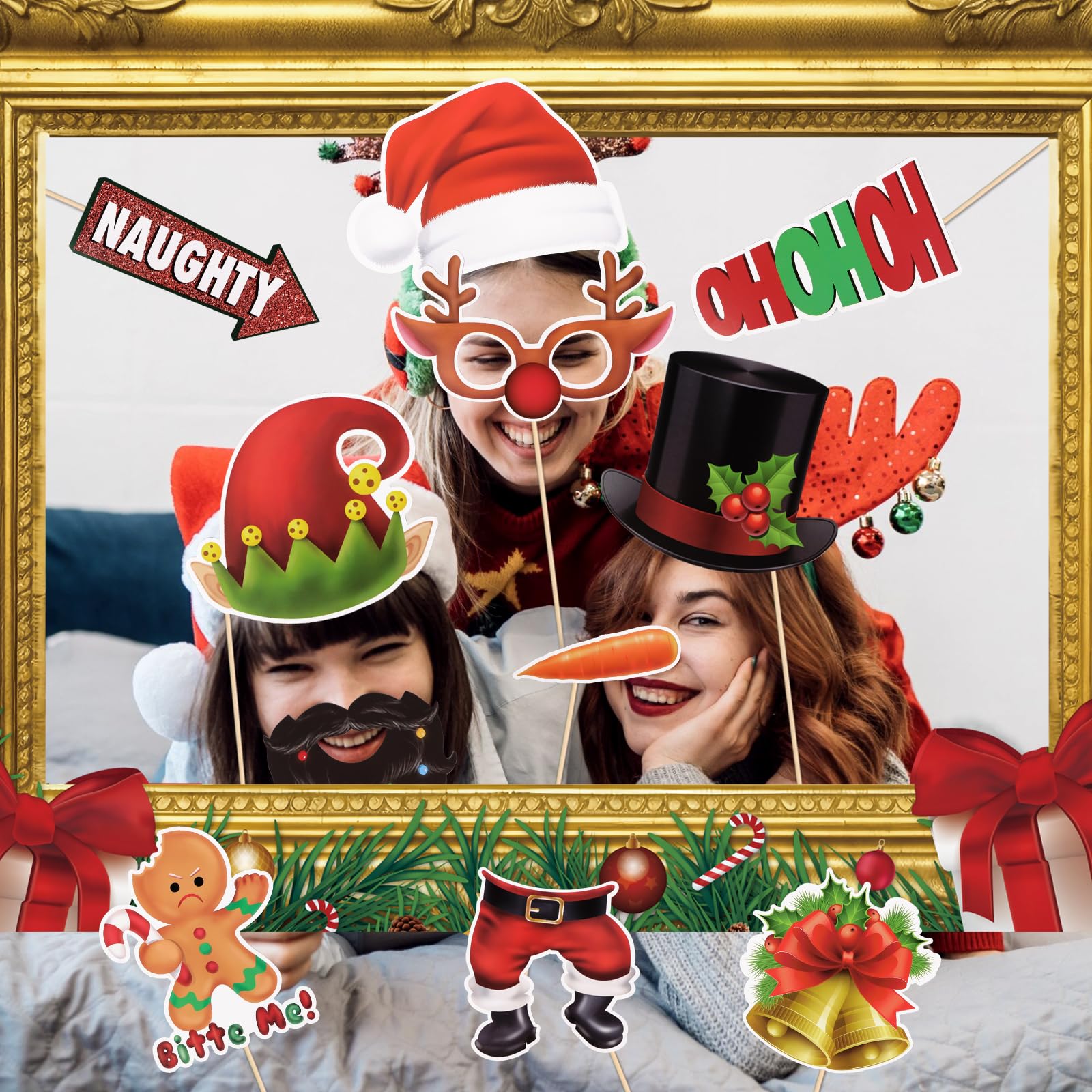 Accessoires De Photomaton De Noël Imprimables Père Noël, Renne, Masques De Lutin, Nez De Bonhomme De Neige, Houx, Activité Amusante De Vacances En Classe Bricolage Téléchargement Immédiat - France