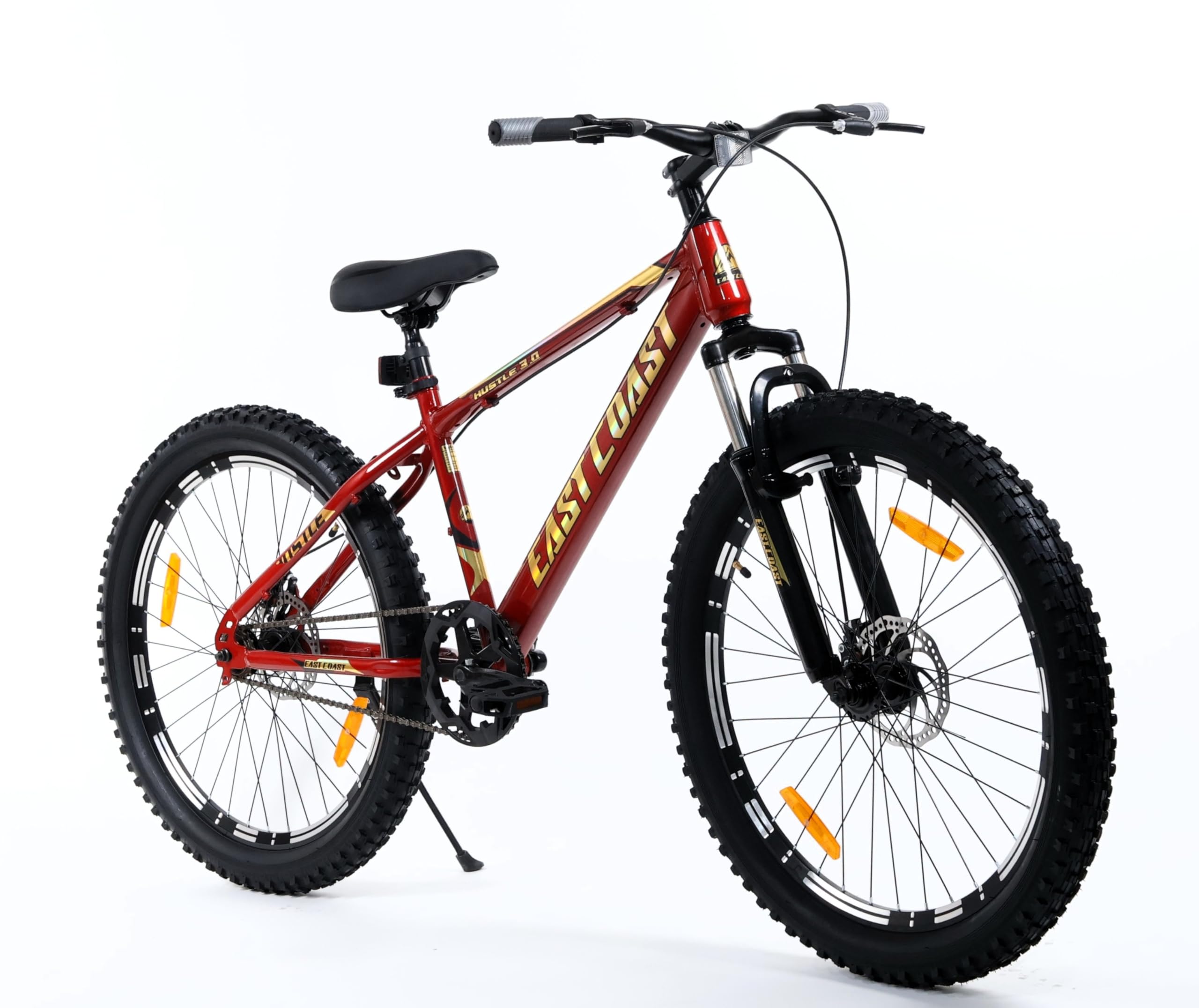 EAST COAST Hustle 3.0 26T City/Hybrid Cycle for Boys/Men with Dual Disc Brake and Front Suspension, Single Speed Without Gear - Ideal Cycle for Men (Sparkle Red)-image-44