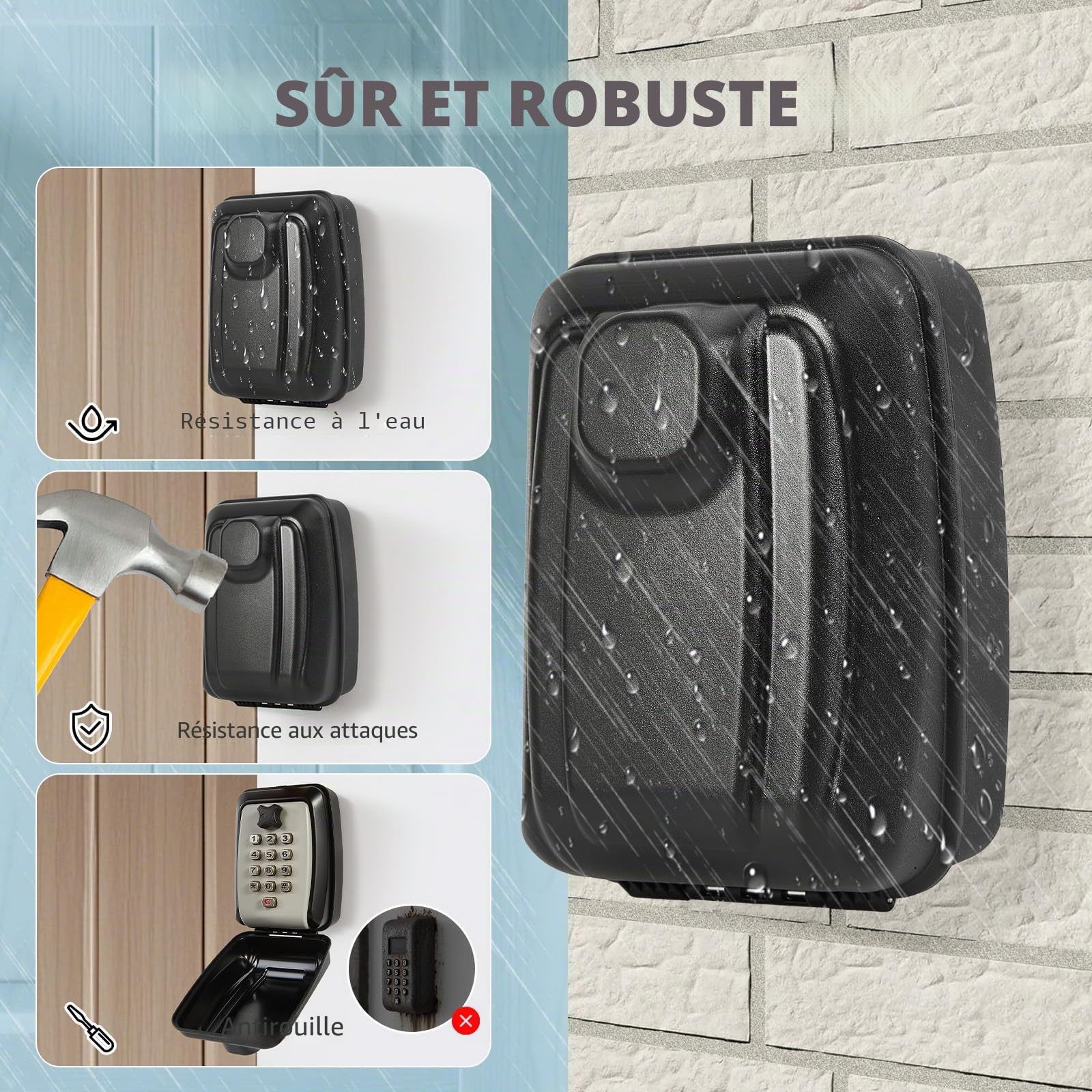 Boîte à Clé Sécurisée Exterieur - Murale Boite a clé Étanche - Boite a Clé avec Code pour L'école de Garage à Domicile