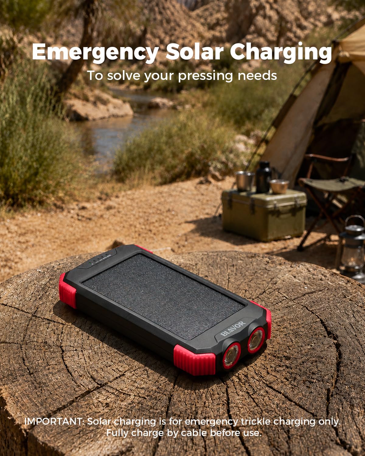 BLAVOR Solar Power Bank 10,000mAh Portable Wireless Charger for Cell Phones view 6