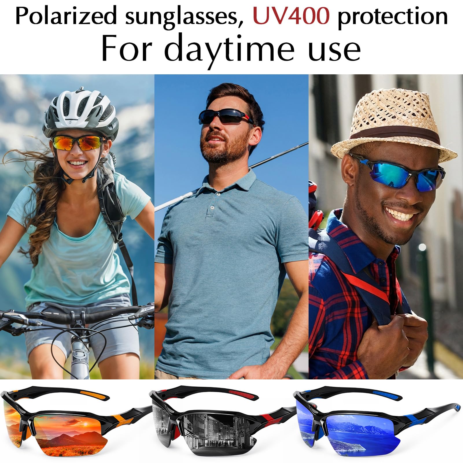 4/5Pack Occhiali da sole sportivi polarizzati per uomo donna baseball ciclismo corsa pesca protezione UV occhiali da sole