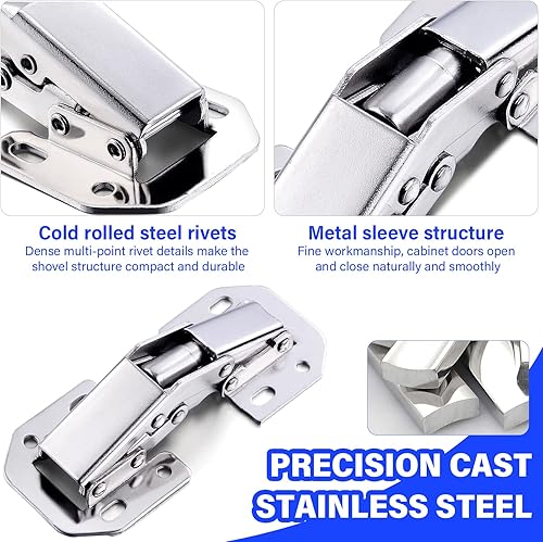 Miniatura 5 de Paquete de 6 bisagras ocultas con 48 tornillos, bisagras ocultas de 90 grados para muebles de cajones y gabinetes de cocina