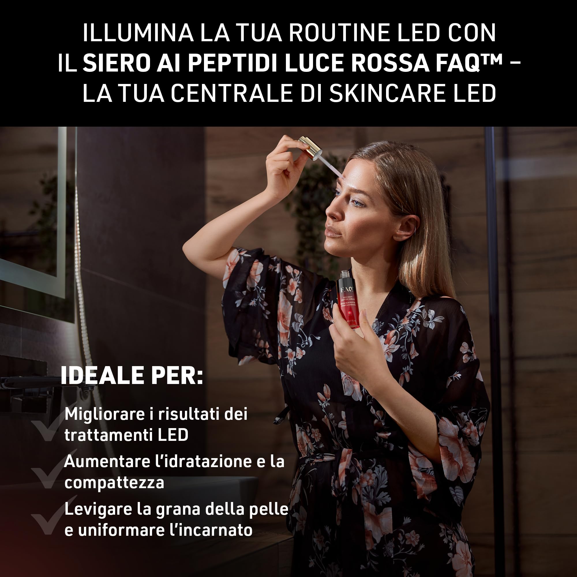 FAQ Siero Peptidico Luce Rossa 30 Ml - Siero Viso Idratante LED | Siero Peptidico, Acido Ialuronico, Siero Viso, Skincare LED, Giglio Di Mare, Tutti I Tipi Di Pelle, Vegano, Senza Profumo