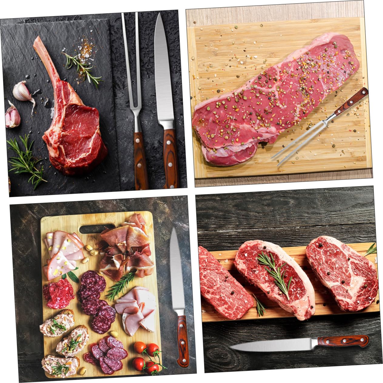 BESPORTBLE Cuchillo y Tenedor para Barbacoa Herramientas De Acero Inoxidable Mango De Madera para Outdoor Carne Parrillas Cortador y Tenedor para Carne De Cerdo Oveja