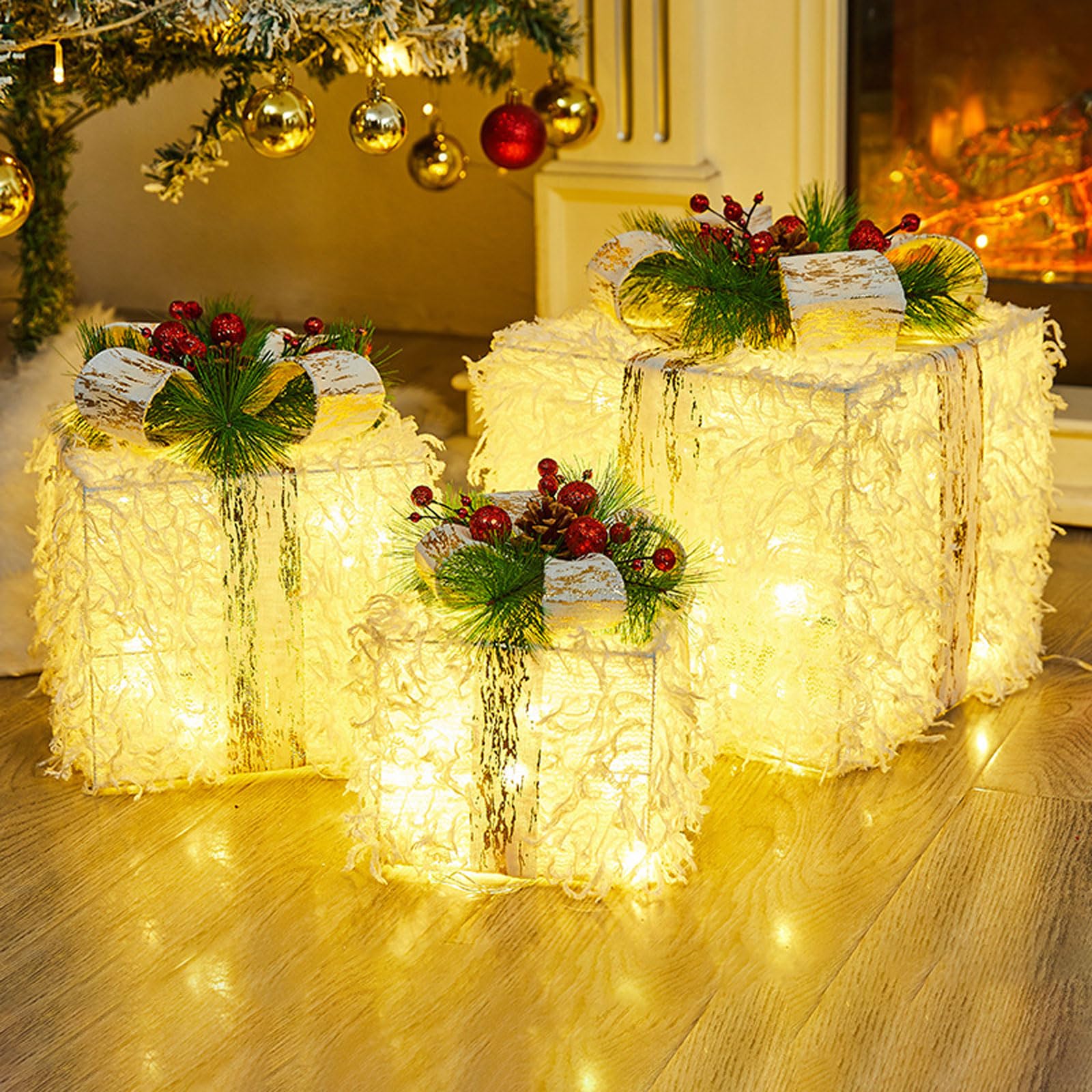 Cajas navideñas iluminadas, decoración LED para cajas de regalo, ideales p