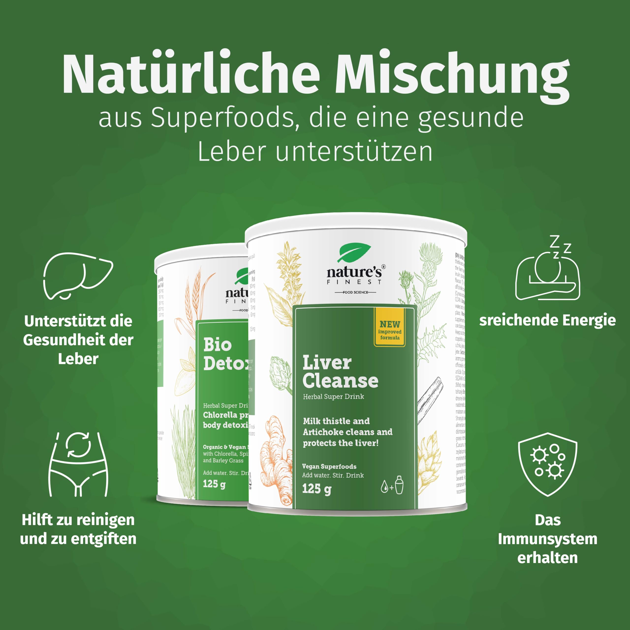 Nature's Finest Liver Cleanse, Pulver 250 g | Kräuterkomplex mit Mariendistel (80 % Silymarin), Artischocke, Kurkuma, Zimt & Ingwer - 250 g Vorratspack