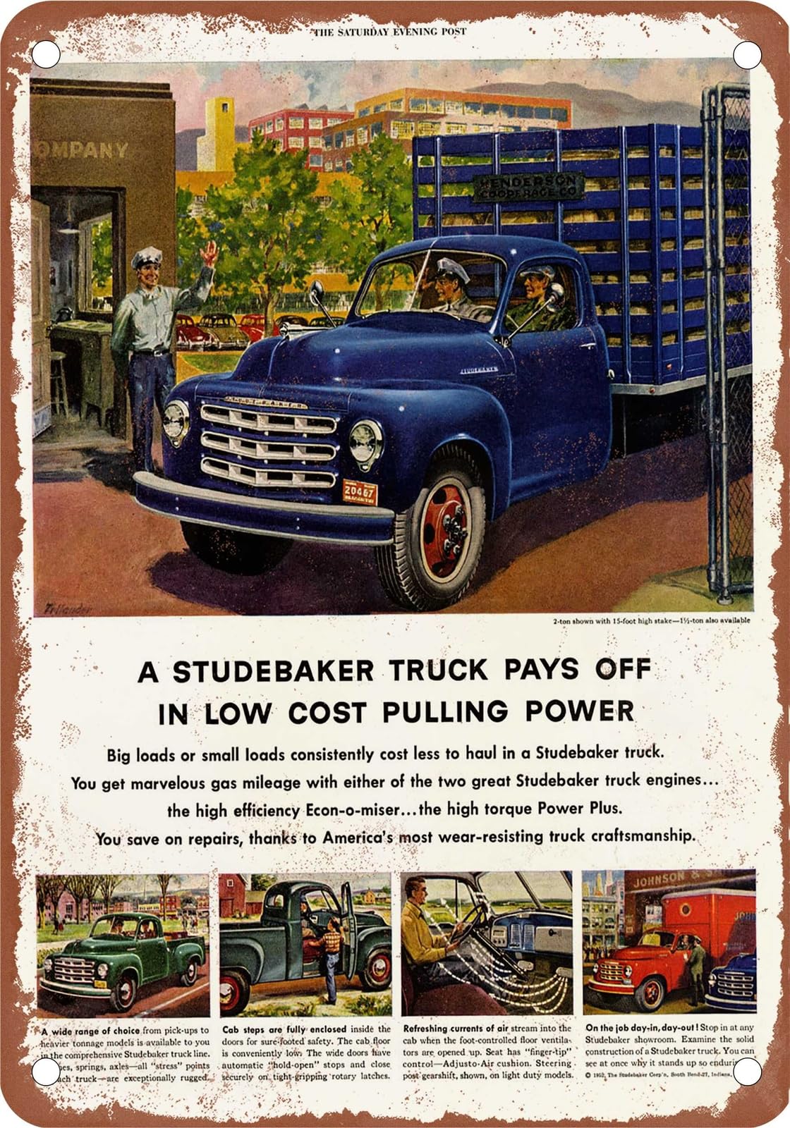 Miaomansenstore Metal Sign - 1952 Studebaker Truck Vintage Ad 01 - Old Retro Rusty Look Home Decor