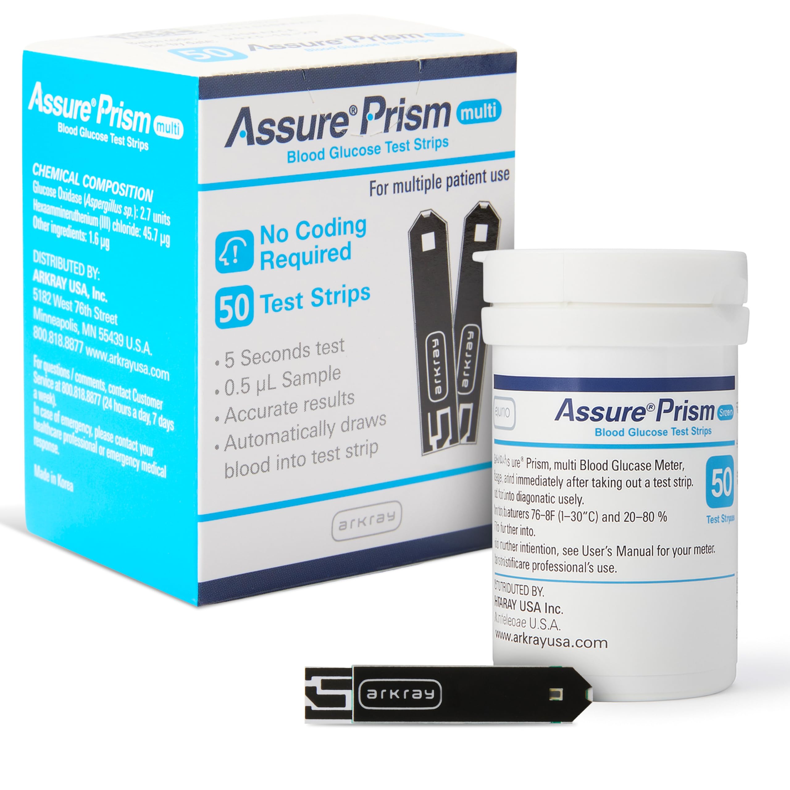 Assure Prism Multi Blood Glucose Test Strips – 0.5 Microliter Sample Size, Accurate & Fast 5-Second Results, Compatible with Assure Prism Multi Glucose Monitoring System, 50 Count