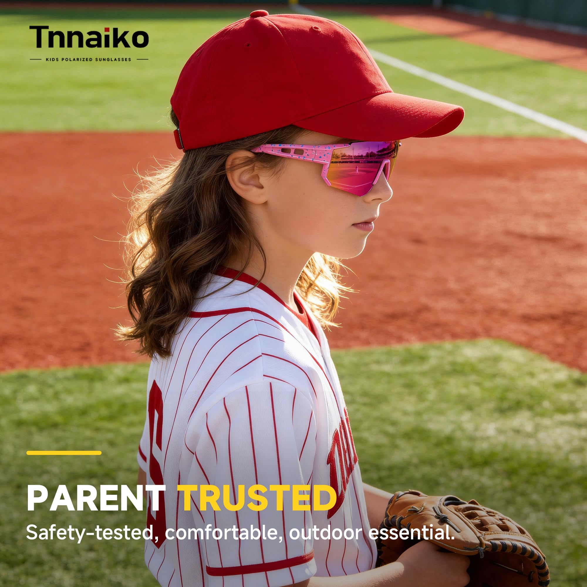 Tnnaiko Kids Polarized Sunglasses for Boys & Girls, Youth Baseball Softball Cycling Sports Sunglasses UV Protection Ages 3-12 - 3