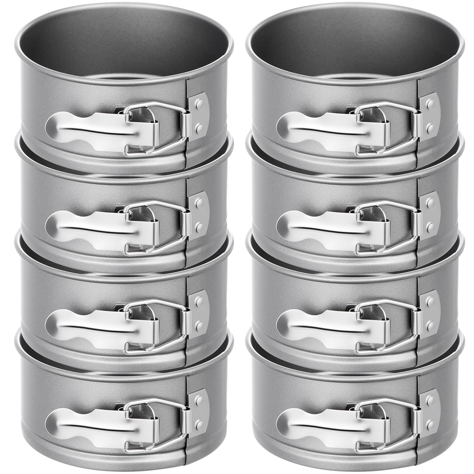 Paquete de 8 mini moldes desmontables de 4 pulgadas, a prueba de fugas, redondos, antiadherentes, parte inferior extraíble para tartas de queso y pizza