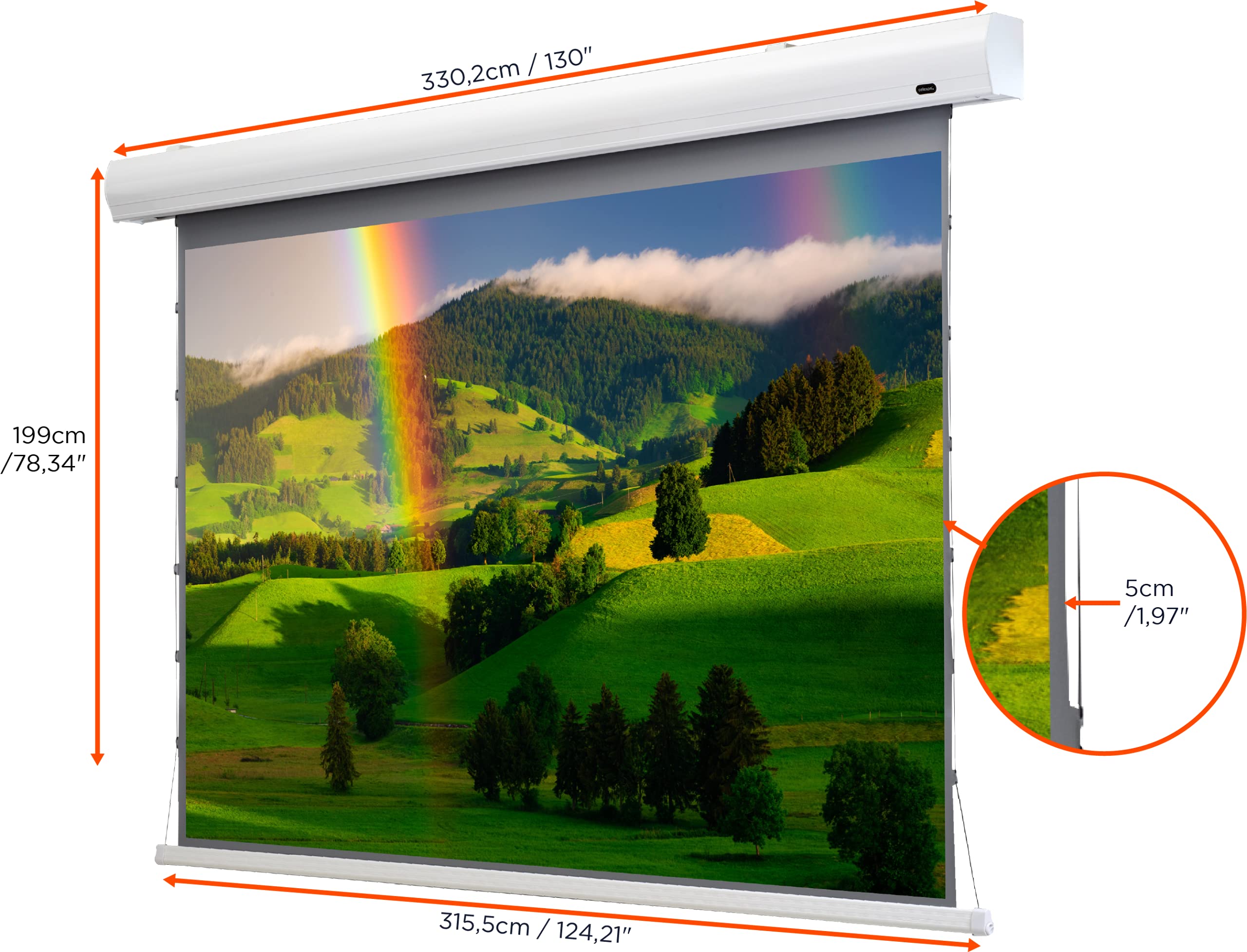 celexon HomeCinema Motorleinwand Tension 298 x 168 cm 135 - Dynamic Slate ALR