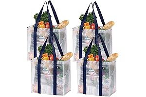 VENO 4 Pack Extra Large Clear Tote Bags for Grocery Shopping