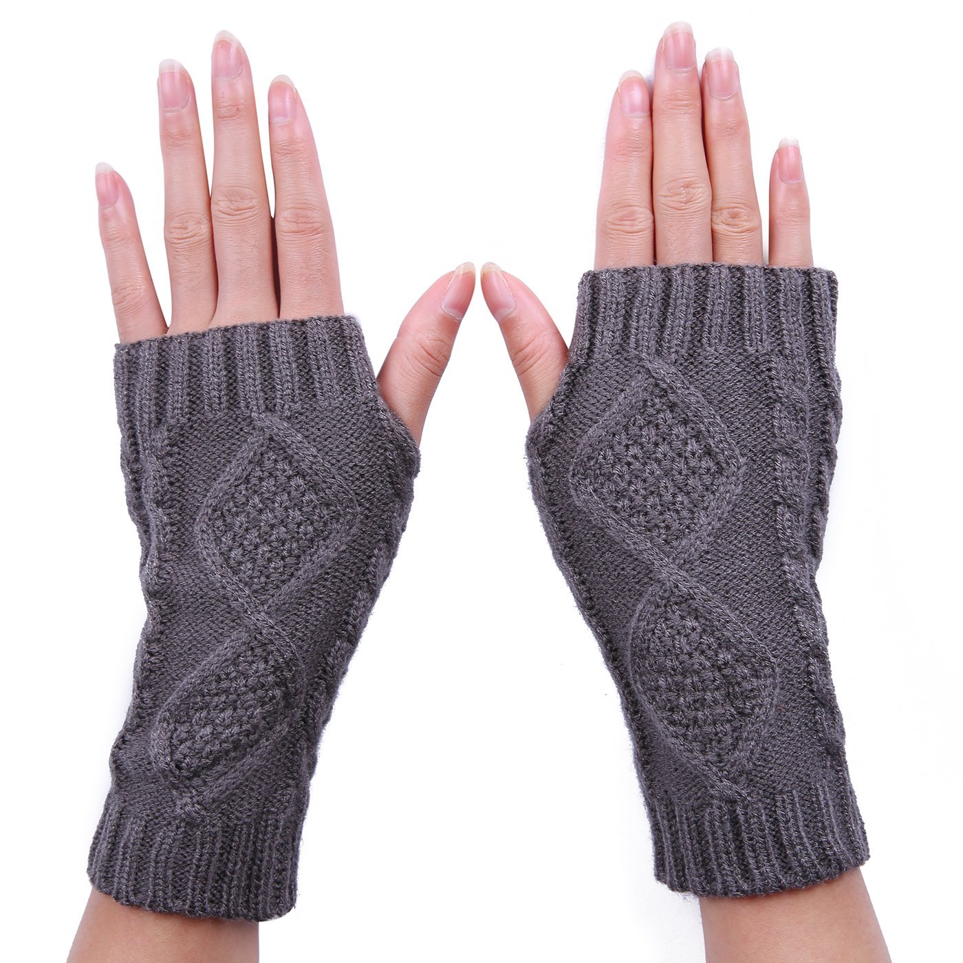 HDE Women's Fingerless Gloves Crochet Cable Knit Wrist, Hand, and Arm Warmers