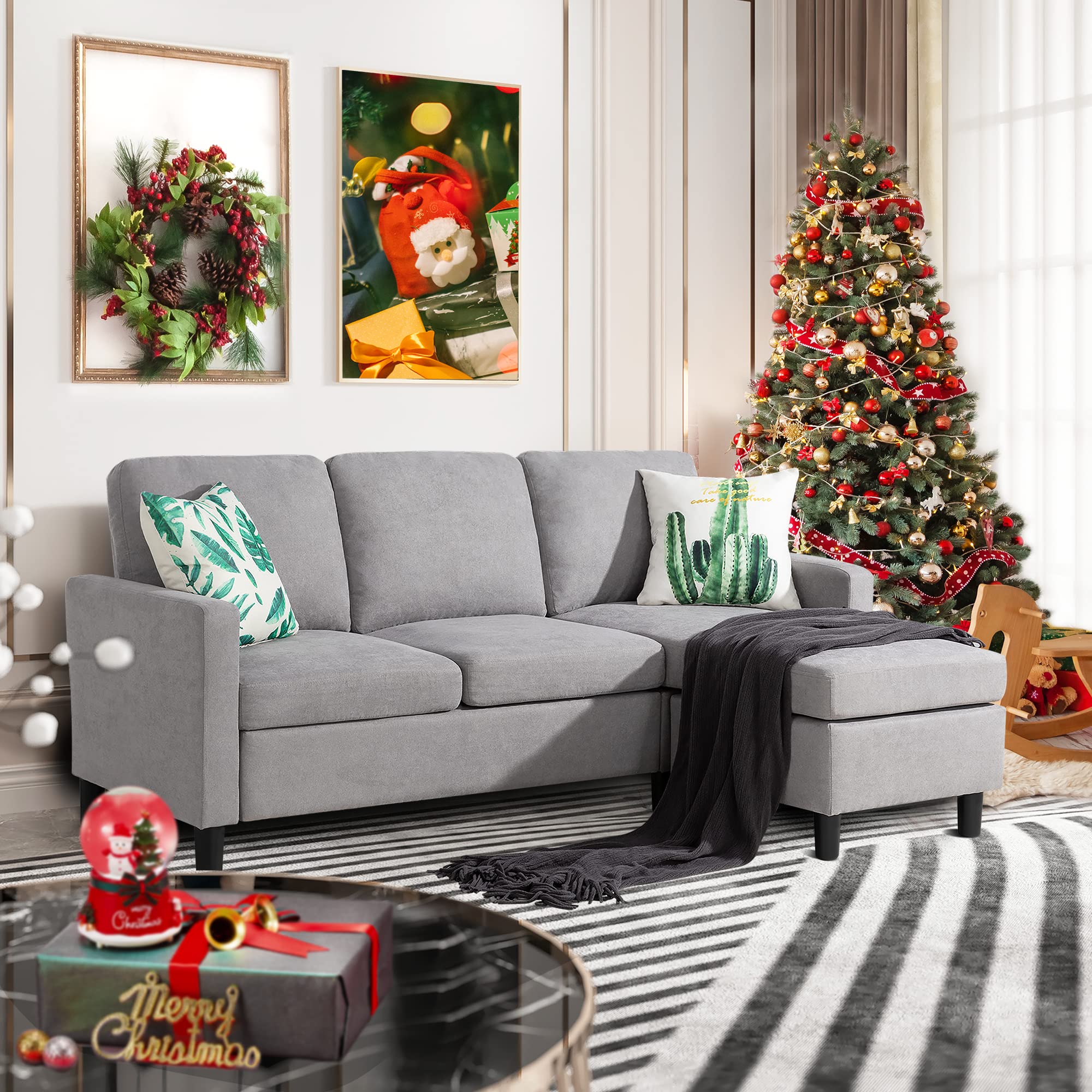 Buy JY QAQA Convertible Sectional Sofa Couch with 3Seat Sofa, LShaped Ottoman Couch with