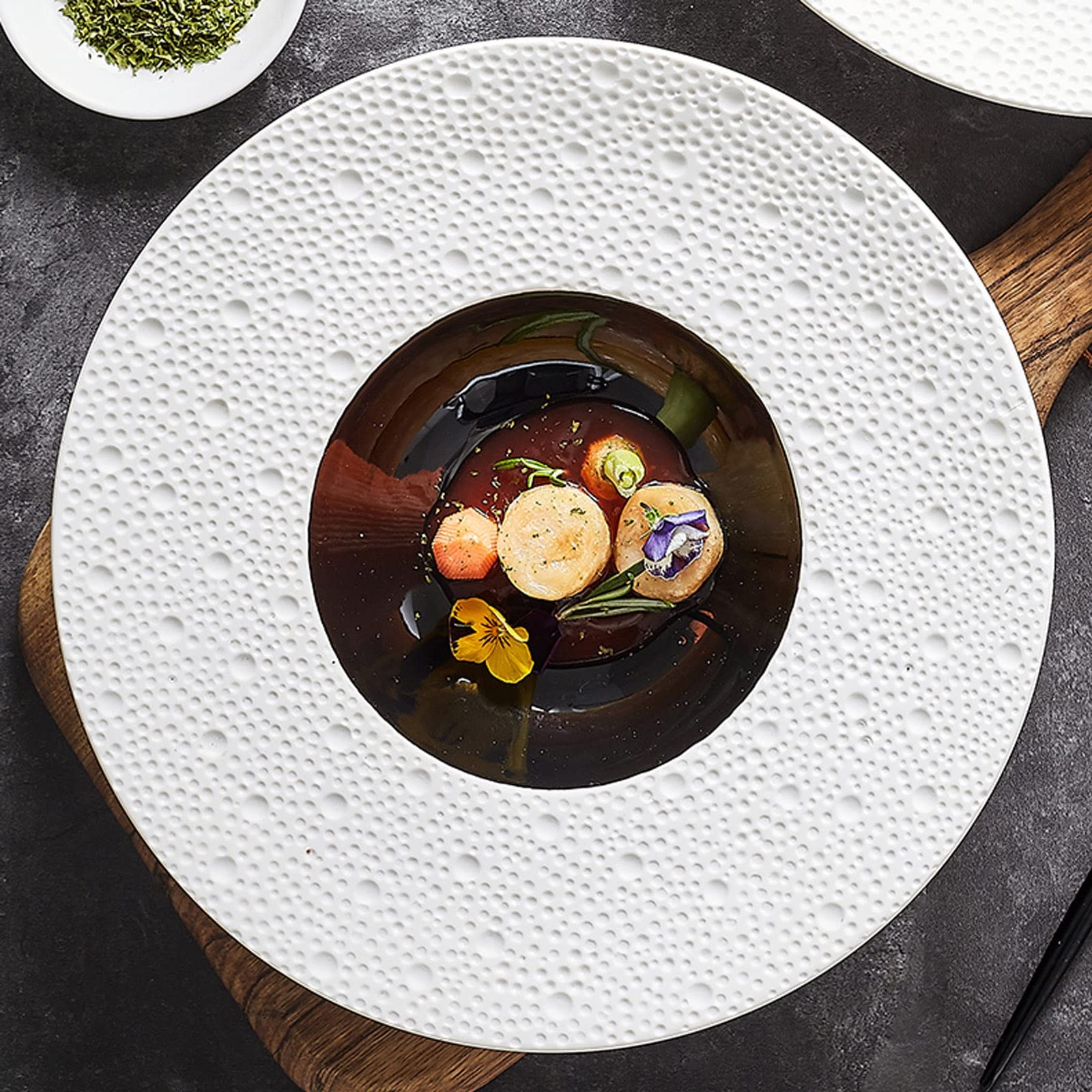 Platos de Cena de cerámica, Cuenco de cerámica, Plato Hondo, Apto para microondas, Horno y lavavajillas, para Cena y Ensalada, Restaurante, Fiesta Familiar y Uso en la Cocina, Redondo, Plato