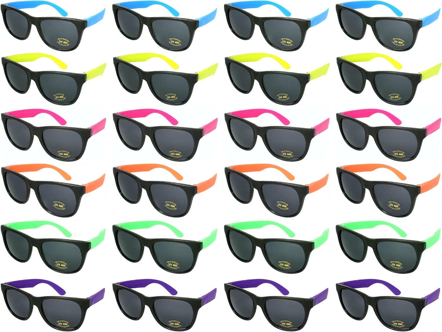 EDGEIWEAR 24 Pack 80s Party Favors Sunglasses Bulk 5402R/SET-24