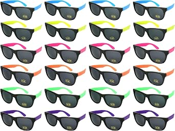 EDGEIWEAR 24 Pack 80s Style Kid Adult Neon Party Sunglasses Party Favors with CPSIA certified-LeadPb Content Free