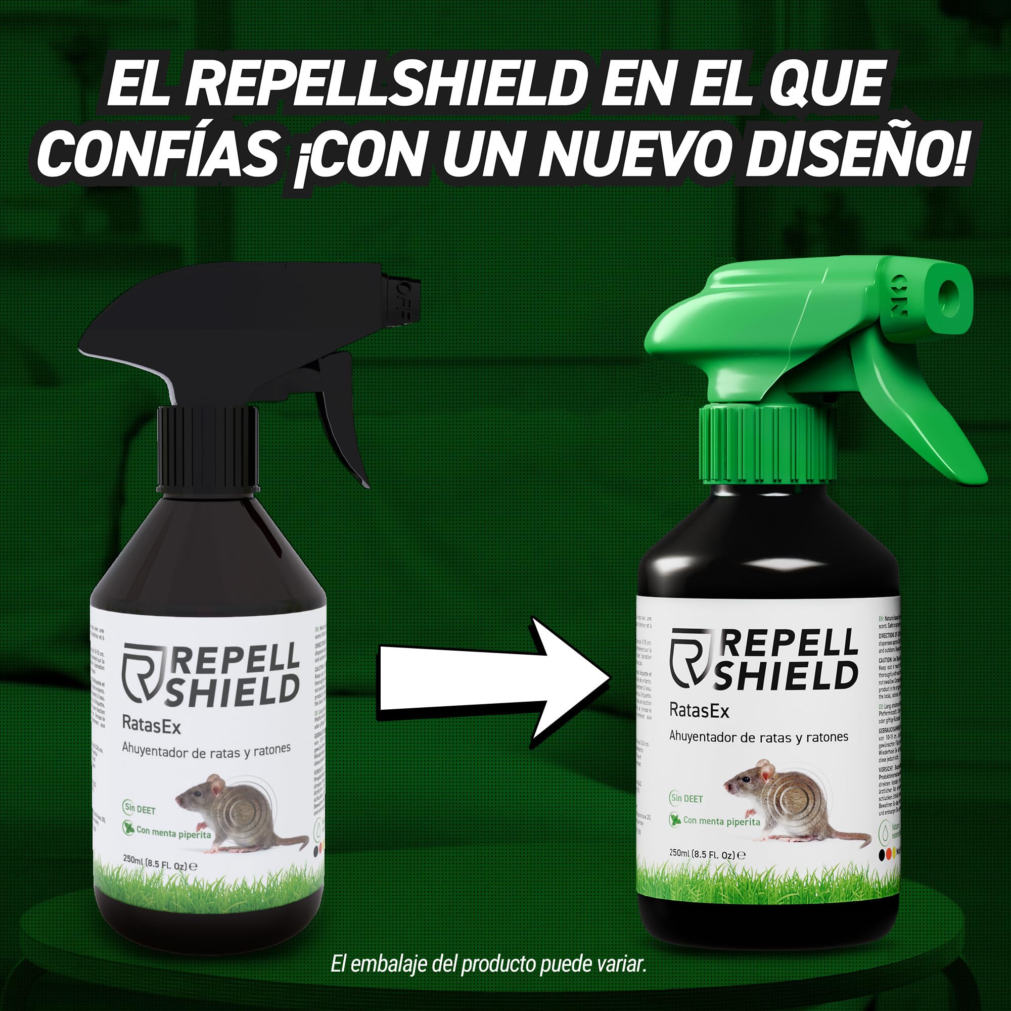 RepellShield® Repelente Ratas y Ratones - Anti Roedores Natural para Coche y Hogar -250ml- No Mancha, Uso Interior y Exterior - Aceite de Menta - Ahuyentador de Ratas Seguro para Niños y Mascotas