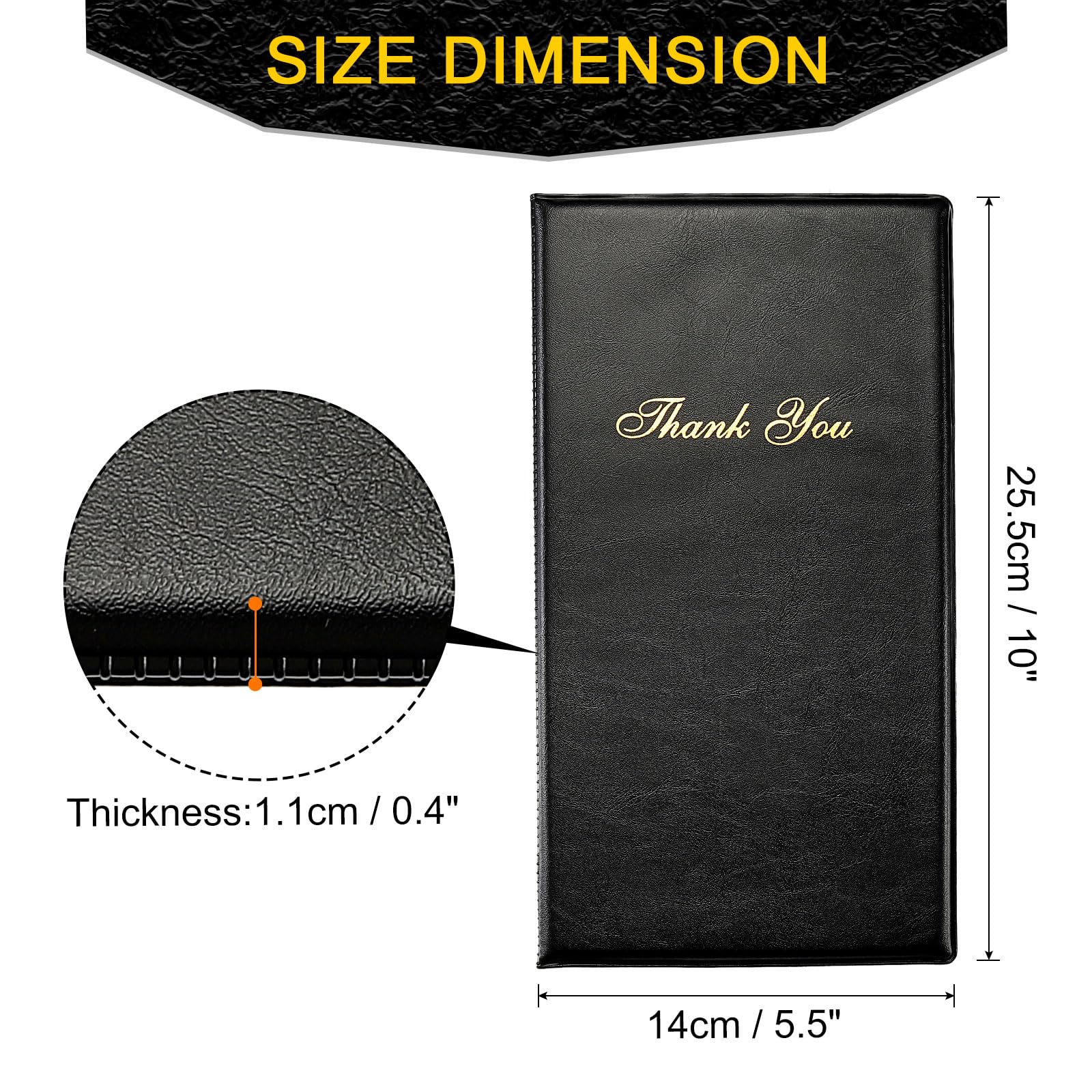PATIKIL Porta Conto Per Ristorante, 5 Pezzi Porta Conto Per Clienti Con Scritta Dorata Grazie, Libretti Conto Per Camerieri, 14 x 25.5 cm, Nero