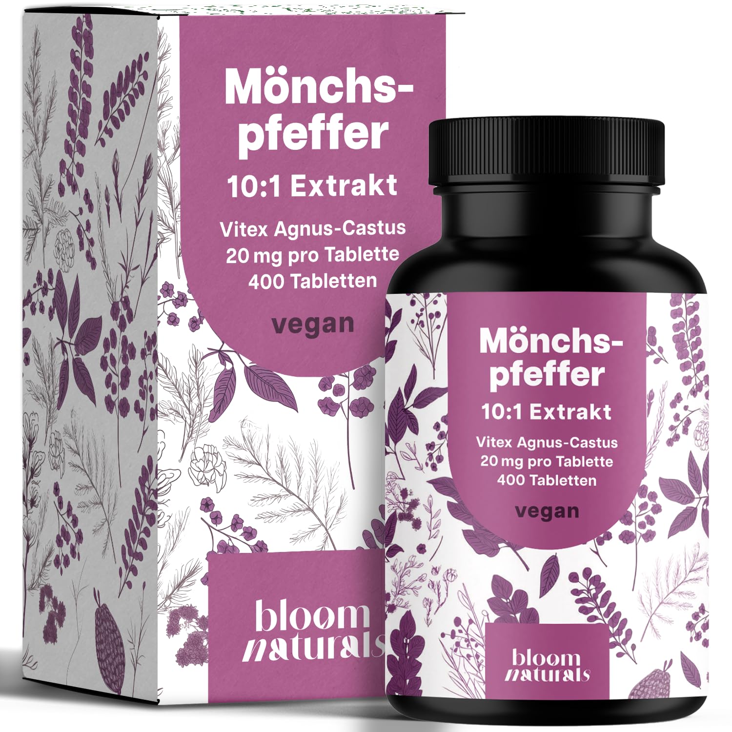 Mönchspfeffer hochdosiert - 400 Tabletten - 20mg pro Tablette - 10:1 Extrakt aus Original Agnus Castus - Nahrungsergänzungsmittel- Vegan und produziert in Deutschland Laborgeprüft