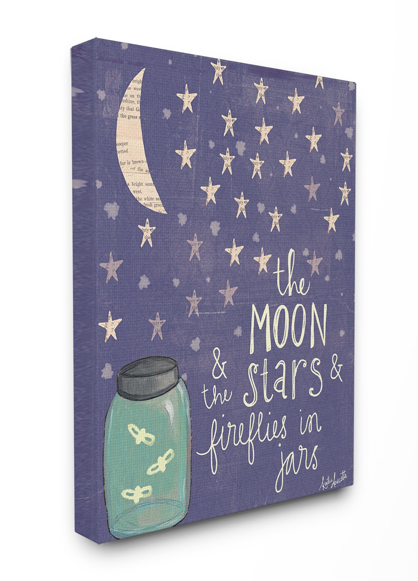 Stupell Industries Moon Stars Fireflies XXL Stretched Canvas Wall Art, 30 x 1.5 x 40, Proudly Made in USA