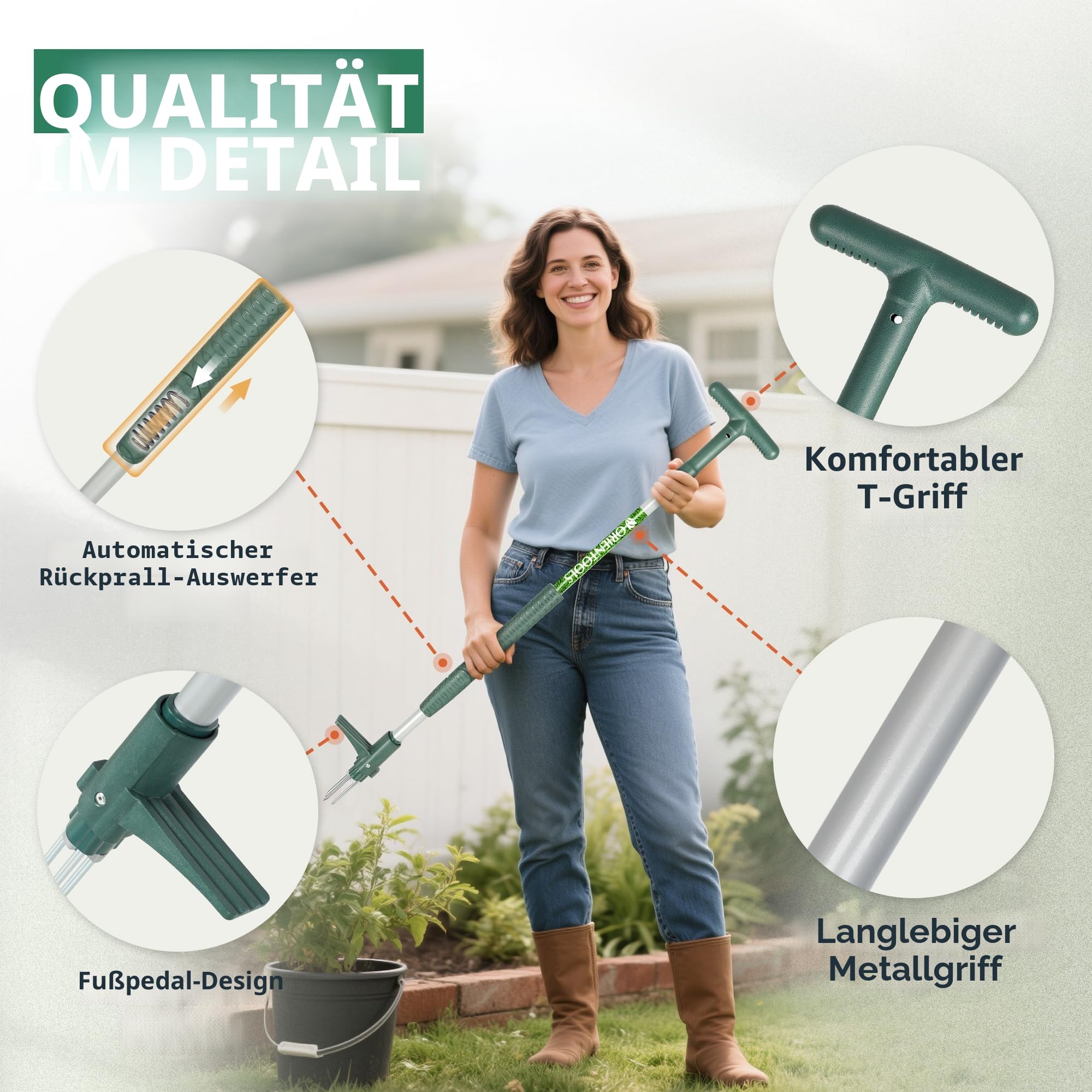 ORIENTOOLS Unkrautabzieher Weeder Handwerkzeug mit 3 Krallen für Löwenzahn, Stahl Twist Hand Unkrautwurzel Ziehwerkzeug, 100cm Langer Griff, Rasen, einfacher Wurzelentferner, Gartengerät