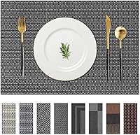 Vista 19 de AHHFSMEI Juego de 6 manteles individuales para mesa de comedor, manteles individuales de vinilo tejido de plástico, antideslizantes, aislamiento