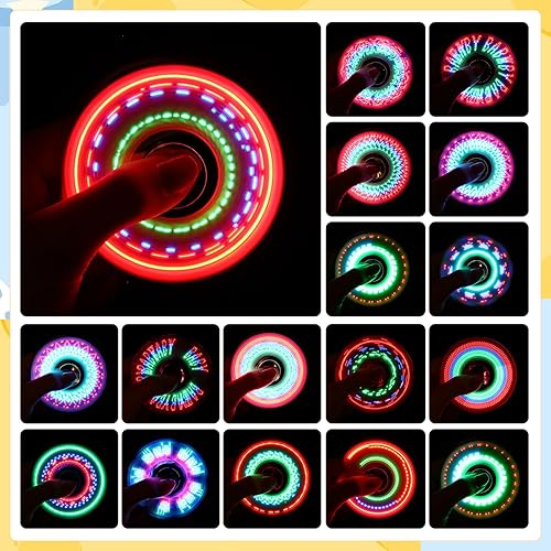 Miniatura 4 de Woanger Paquete de 24 juguetes giratorios iluminados a granel, regalos de fiesta LED, spinner de mano que brilla en la oscuridad, suministros de