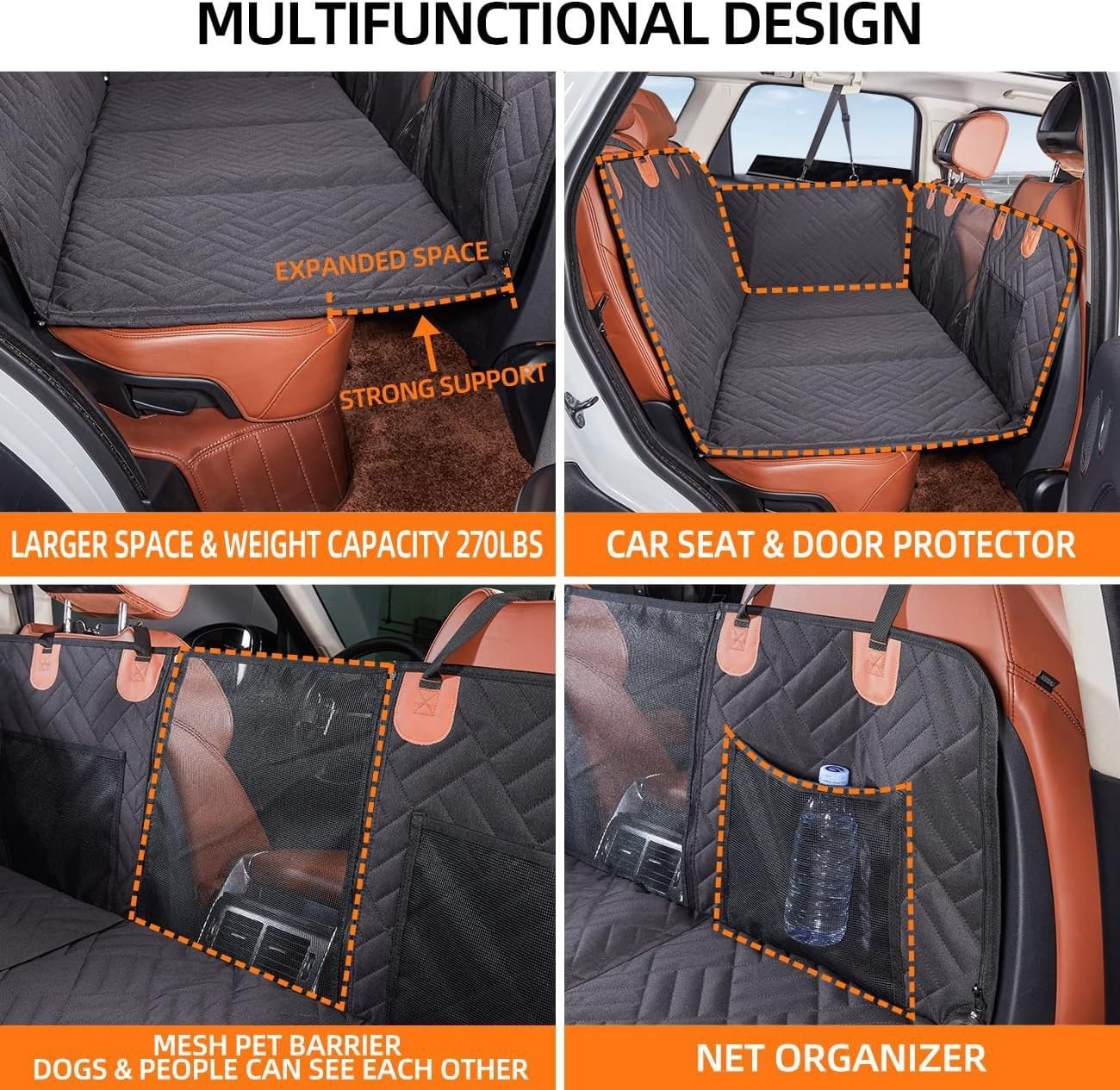 Funda Protectora Para Asiento Trasero De Coche - Impermeable, Antideslizante Y A Prueba De Arañazos Para Mascotas