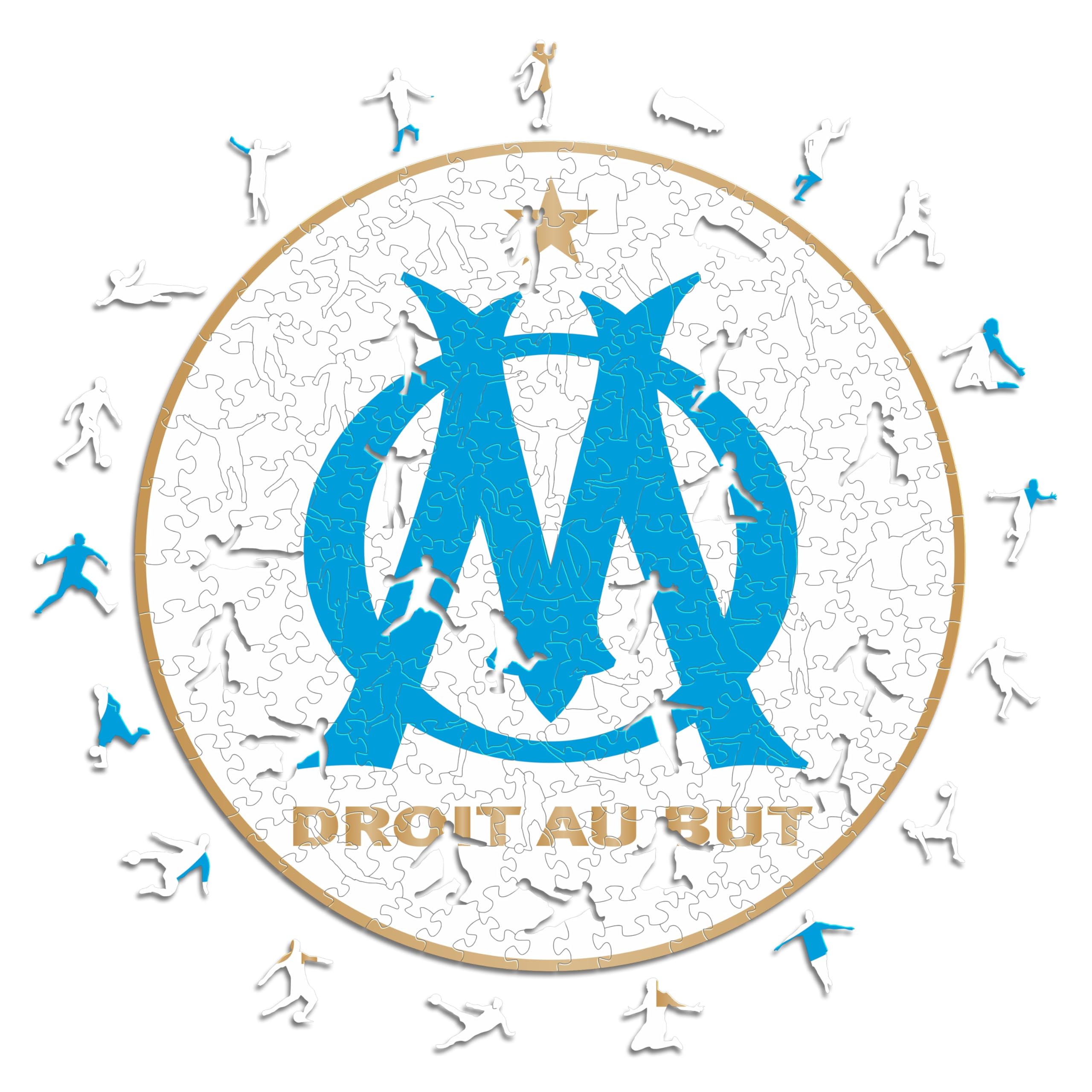 Iconic Puzzles - Marseille, Logo, Officially Licensed Wooden Puzzle, 100% Sustainable, Gift for Adults and Children Size M, 270 Pieces