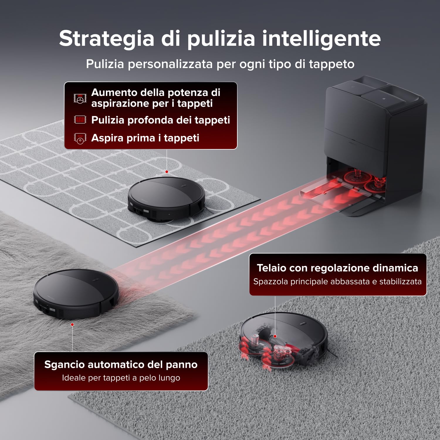 roborock Saros 20 Set Robot Aspirapolvere Lavapavimenti 36.000Pa, Supera Ostacoli da 8,8cm, Anti-Groviglio, Evita Oltre 300 Oggetti, Lavaggio Mocio con Acqua a 100°C, Nuovissima RockDock, Hello Rocky