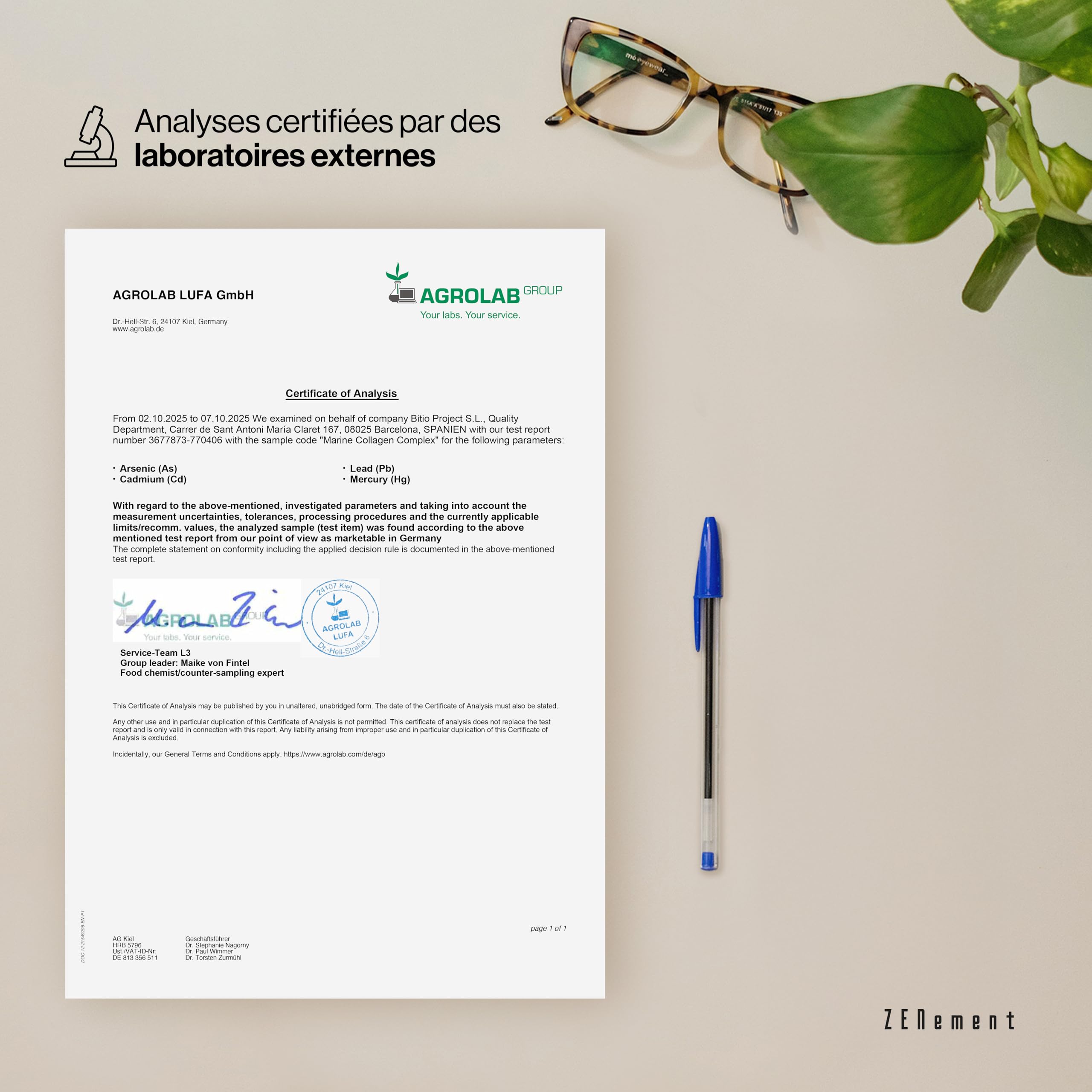 Complexe de Collagène Marin, avec Acide Hyaluronique, CoQ10, Vitamines C & E et Zinc, 180 Gélules | Supplément Articulations, Peau et Os | sans conservateur | Zenement