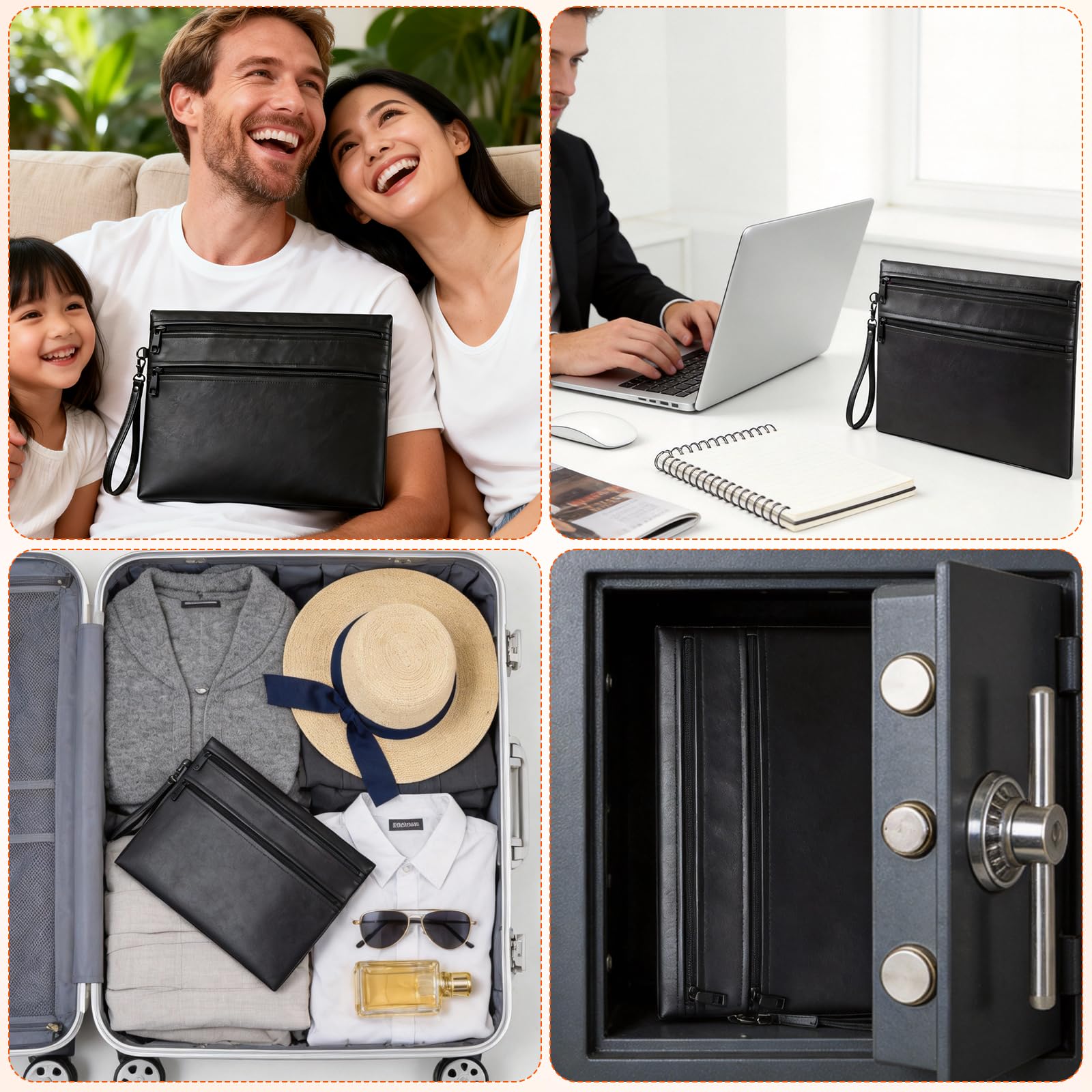 2 Piezas Bolsa Ignífuga, Bolsa Para Documentos Impermeable E Ignífuga(28x19cm,6400℉), 12 Capas Aislantes, Se Puede Utilizar Para Guardar Dinero En Efectivo, Pasaportes Y Objetos De Valor