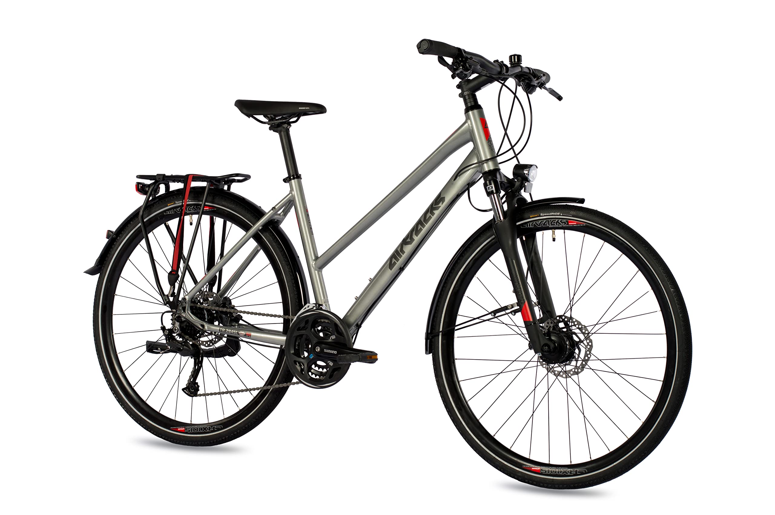 Airtracks Damen Trekking Fahrrad 28 Zoll Trekkingrad TR.2845L Shimano Alivio 24 Gang RD-M3100 SGS - Silber Matt Rahmenhöhen 48cm 52cm - Modelljahr 2026