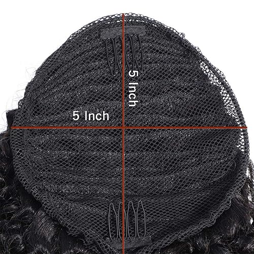 Miniatura 7 de Extensiones de cola de caballo de cabello humano ondulado con clip, extensiones de cola de caballo de maíz 10A, cabello humano con cordón negro 10A,