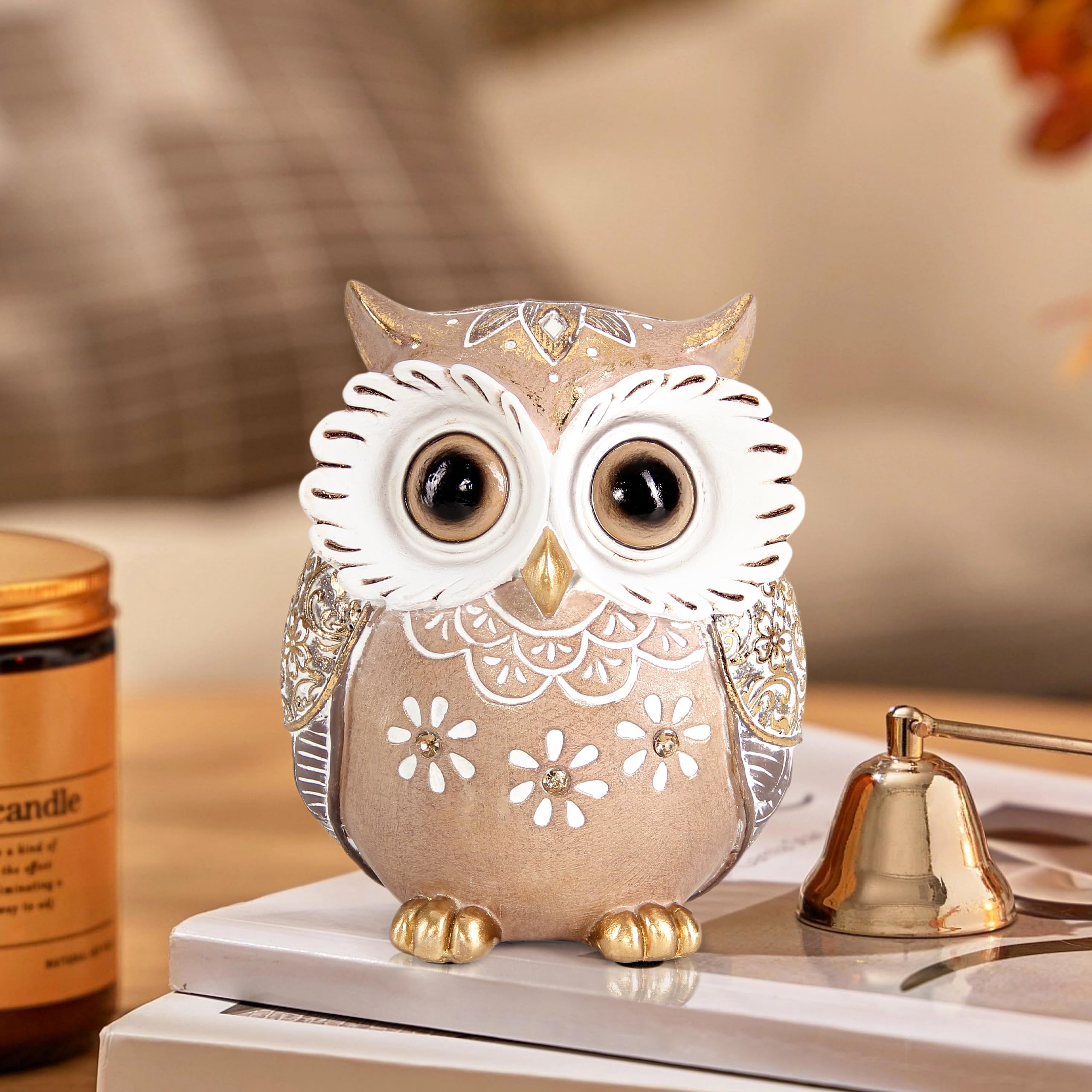 Leekung Owl Figurine Home Decor Owl Statues and Sculptures for Shelf Decor Accents Boho Owls Decorations for Bookshelf