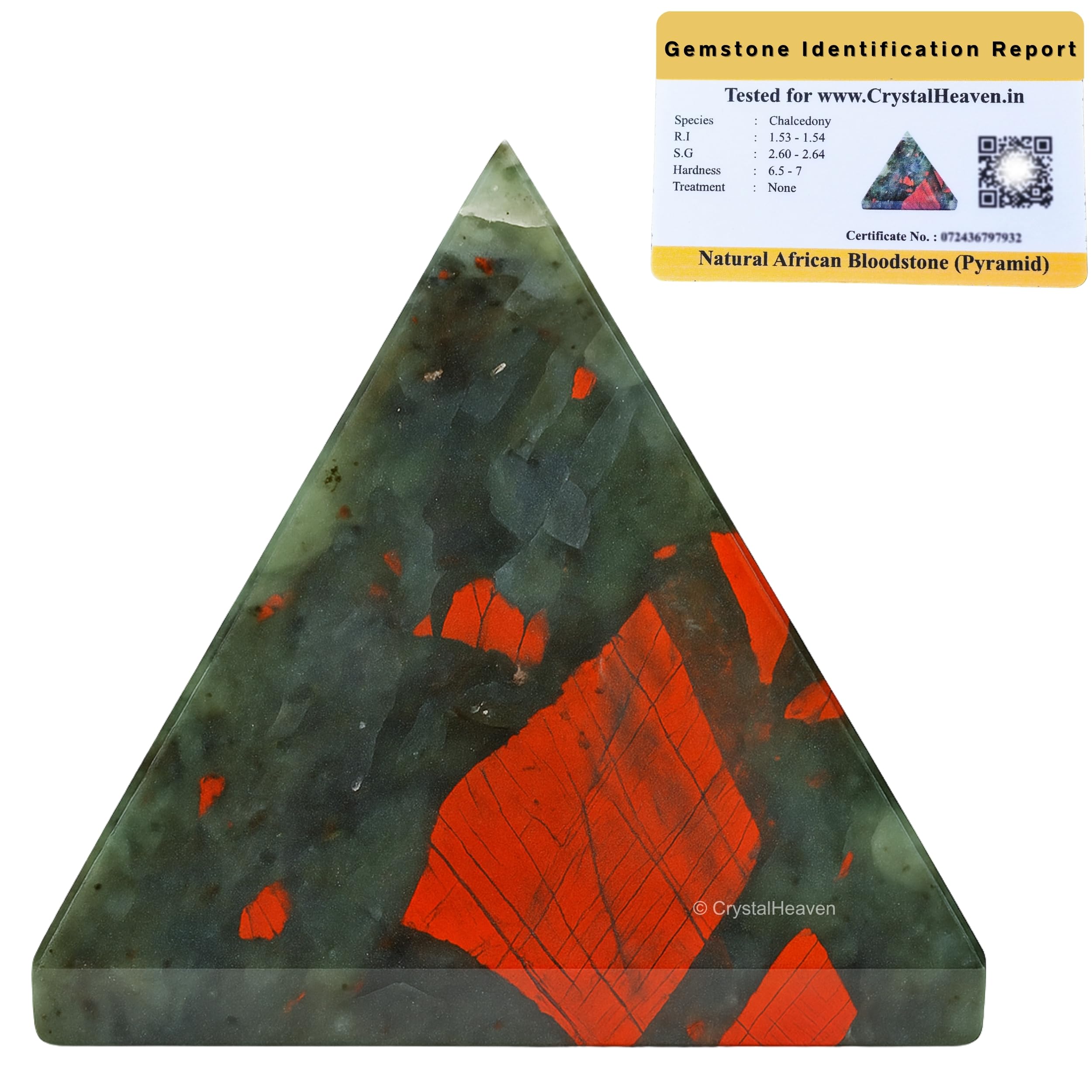 Certified African Bloodstone Pyramid - 1" Inch Crystal Pyramid for Positive Energy, Vastu, Reiki and Chakra Healing